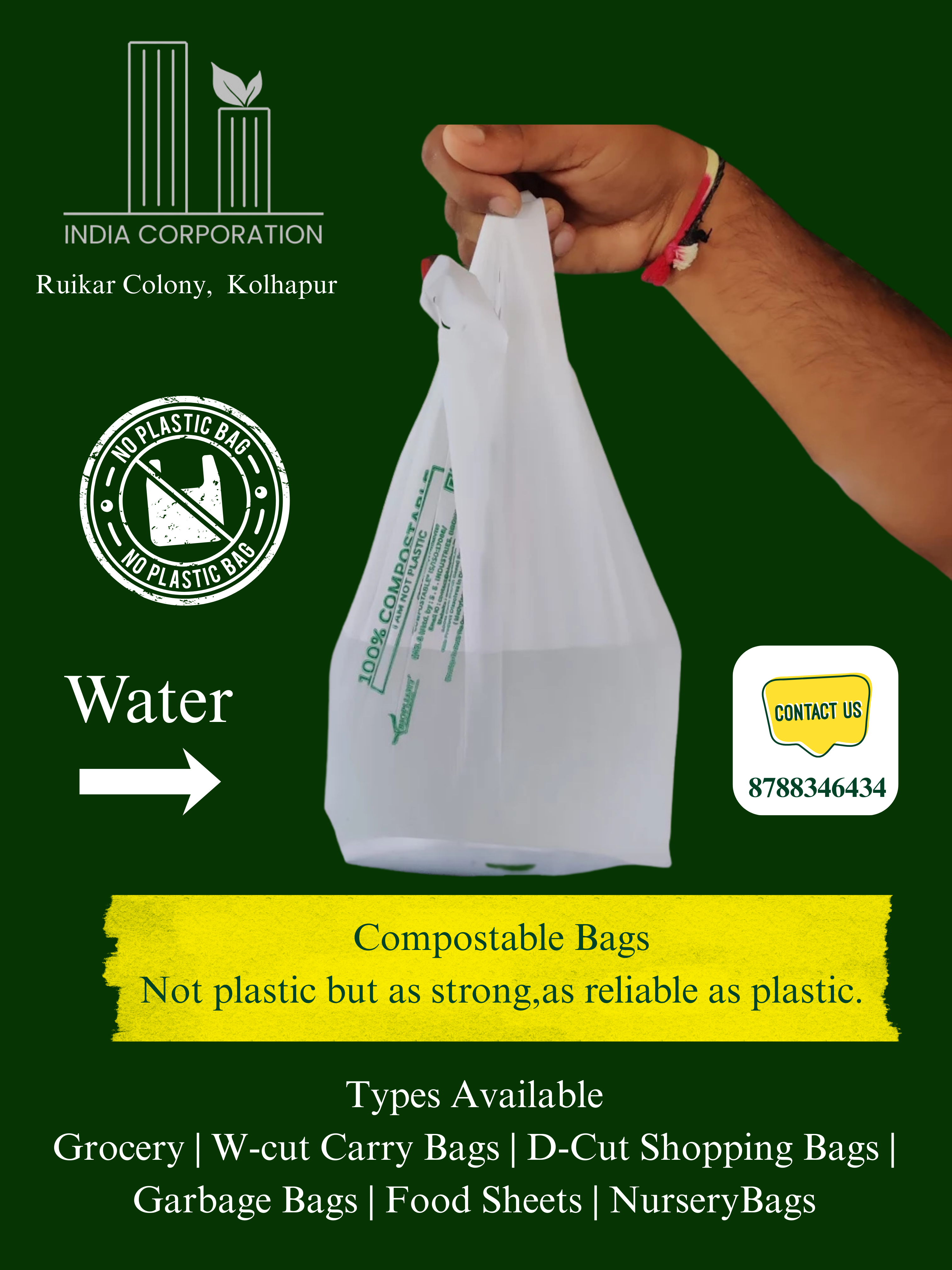 Eco-friendly Compostable W cut Carry Bags - 1KG
