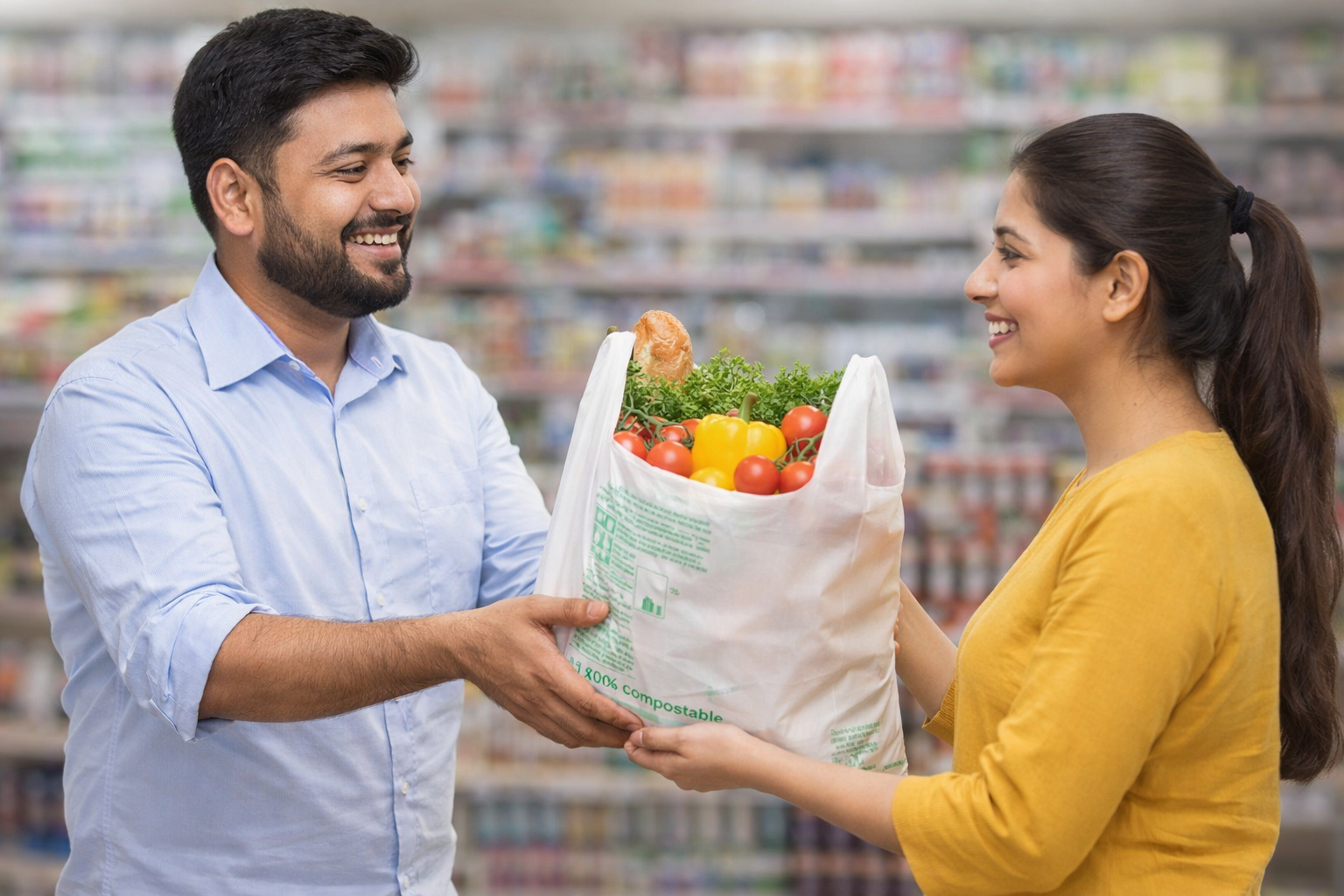 Eco-friendly Compostable W cut Carry Bags - 1KG