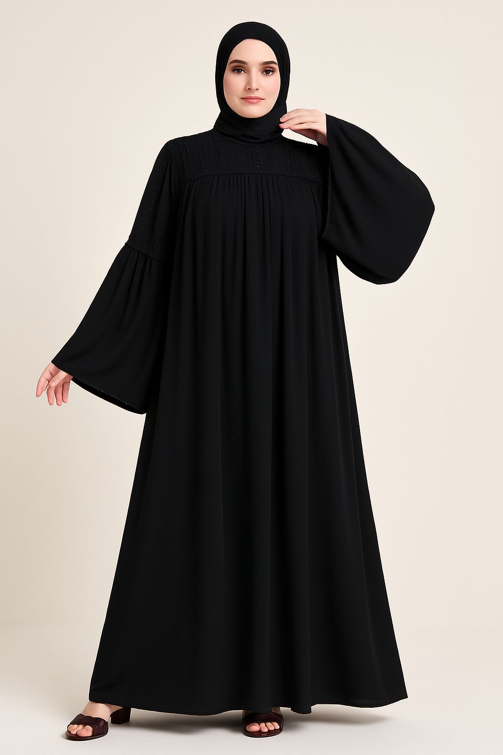 Elegant Black Abaya with Delicate Embroidery