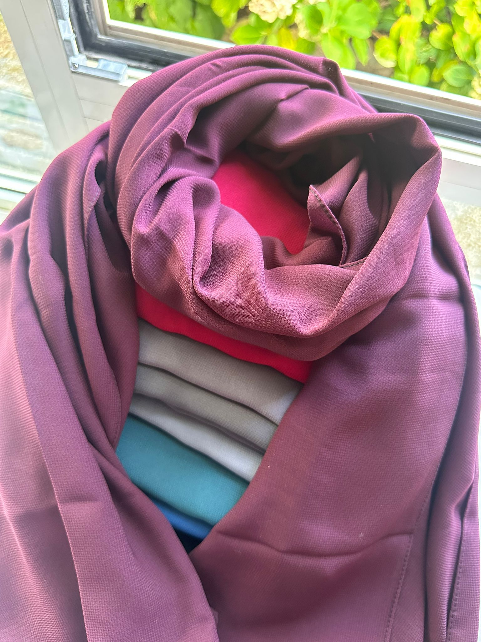 Maroon Crepe Hijab