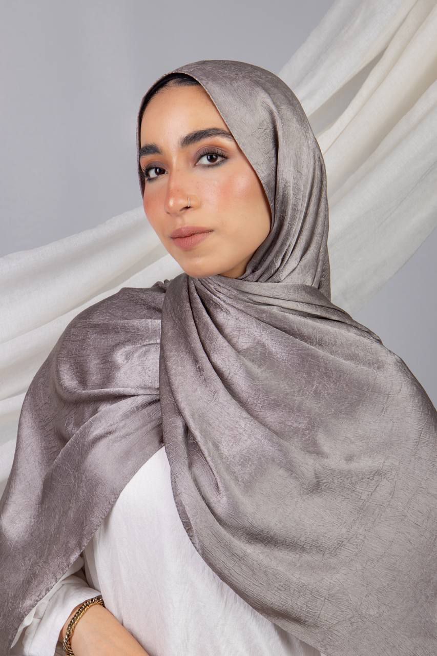 Silver Satin Hijab