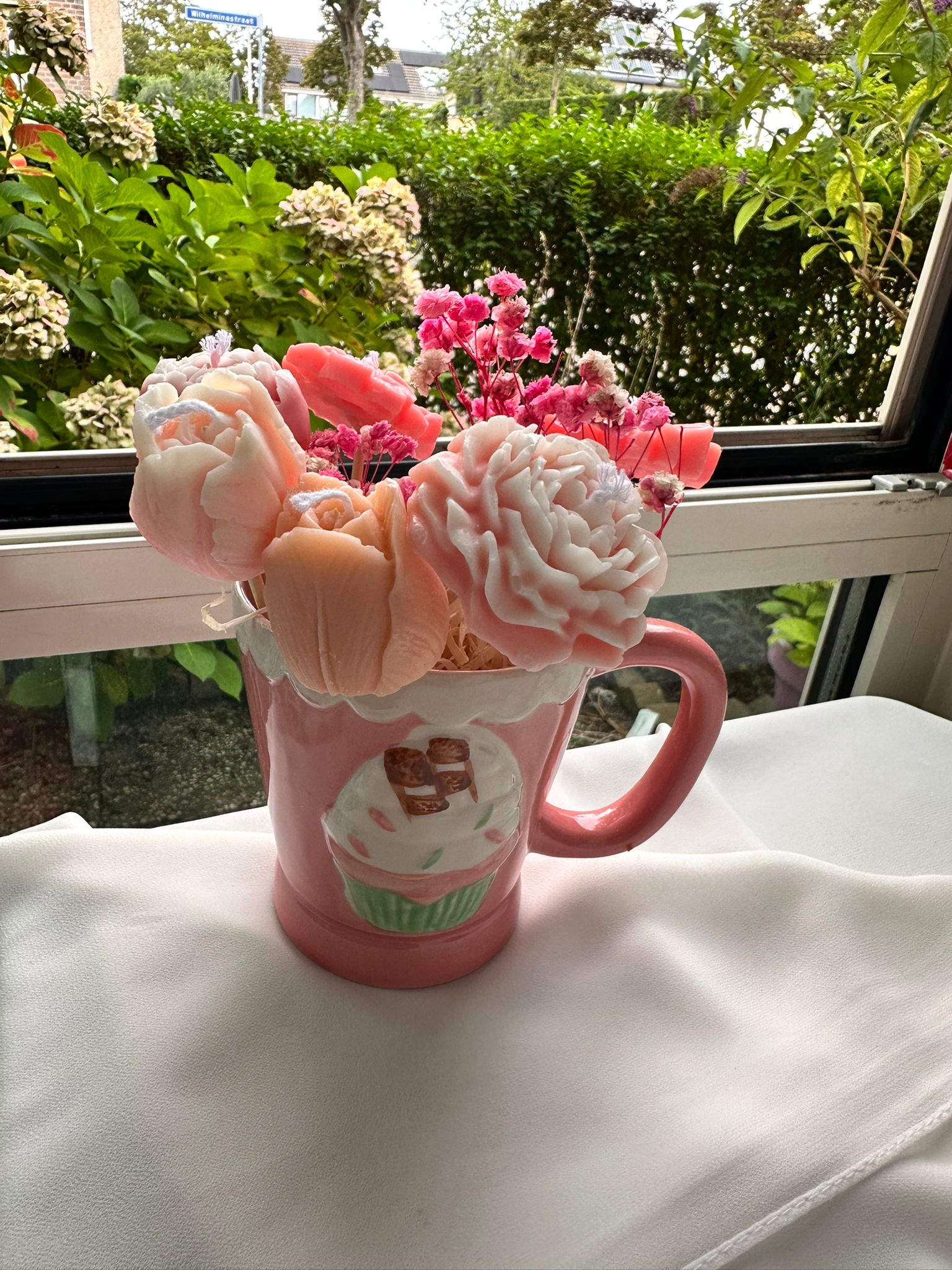 Handmade Floral Mug Arrangement Candel