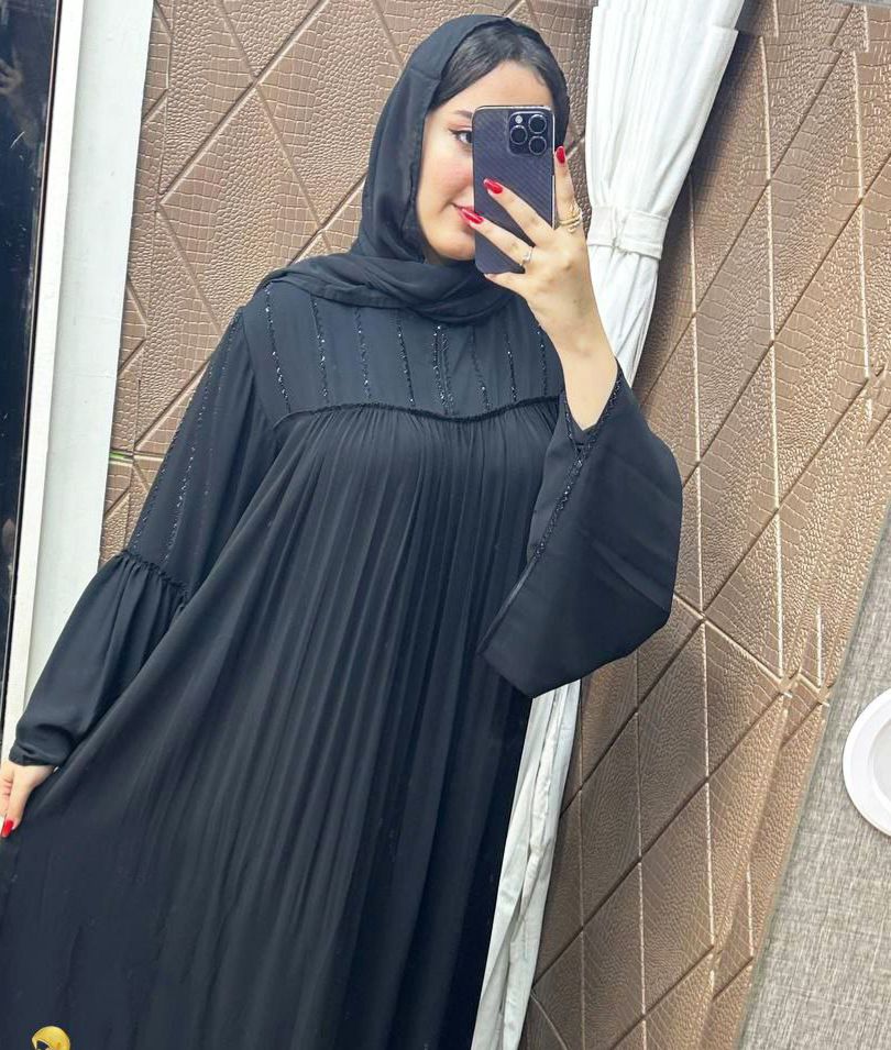 Elegant Black Abaya with Delicate Embroidery