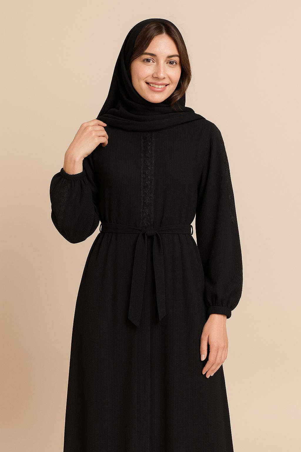 Elegant Black Abaya with Subtle Embroidery