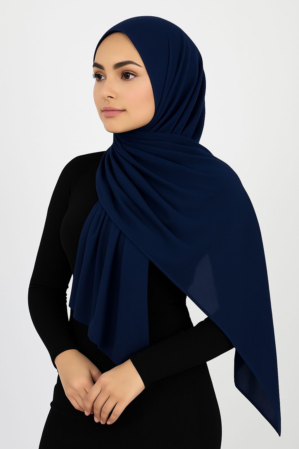 Chiffon Shawl Navy Blue Hijab