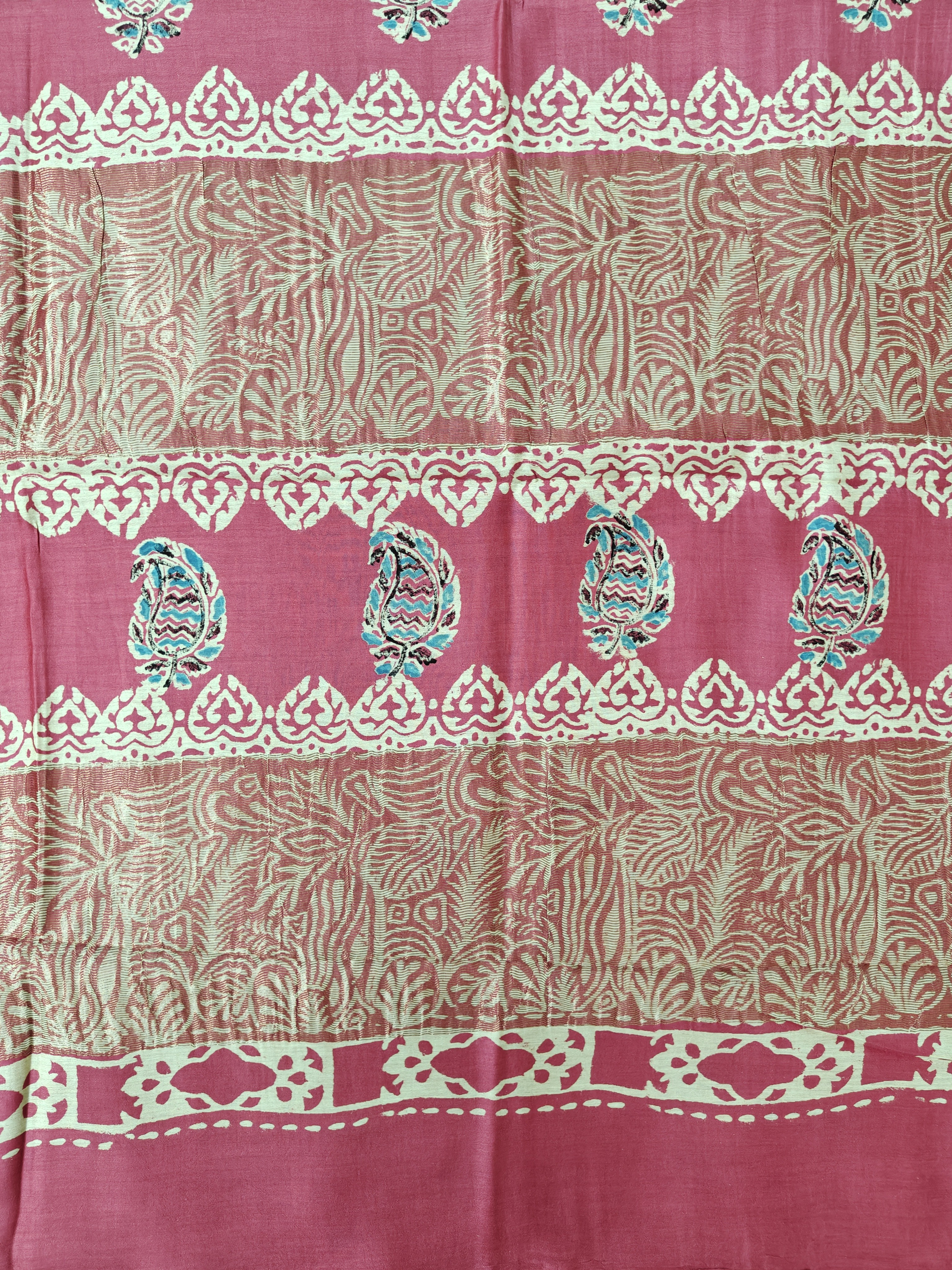 Maheshwari Silk Cotton Ajrakh Saree THAJR-0003