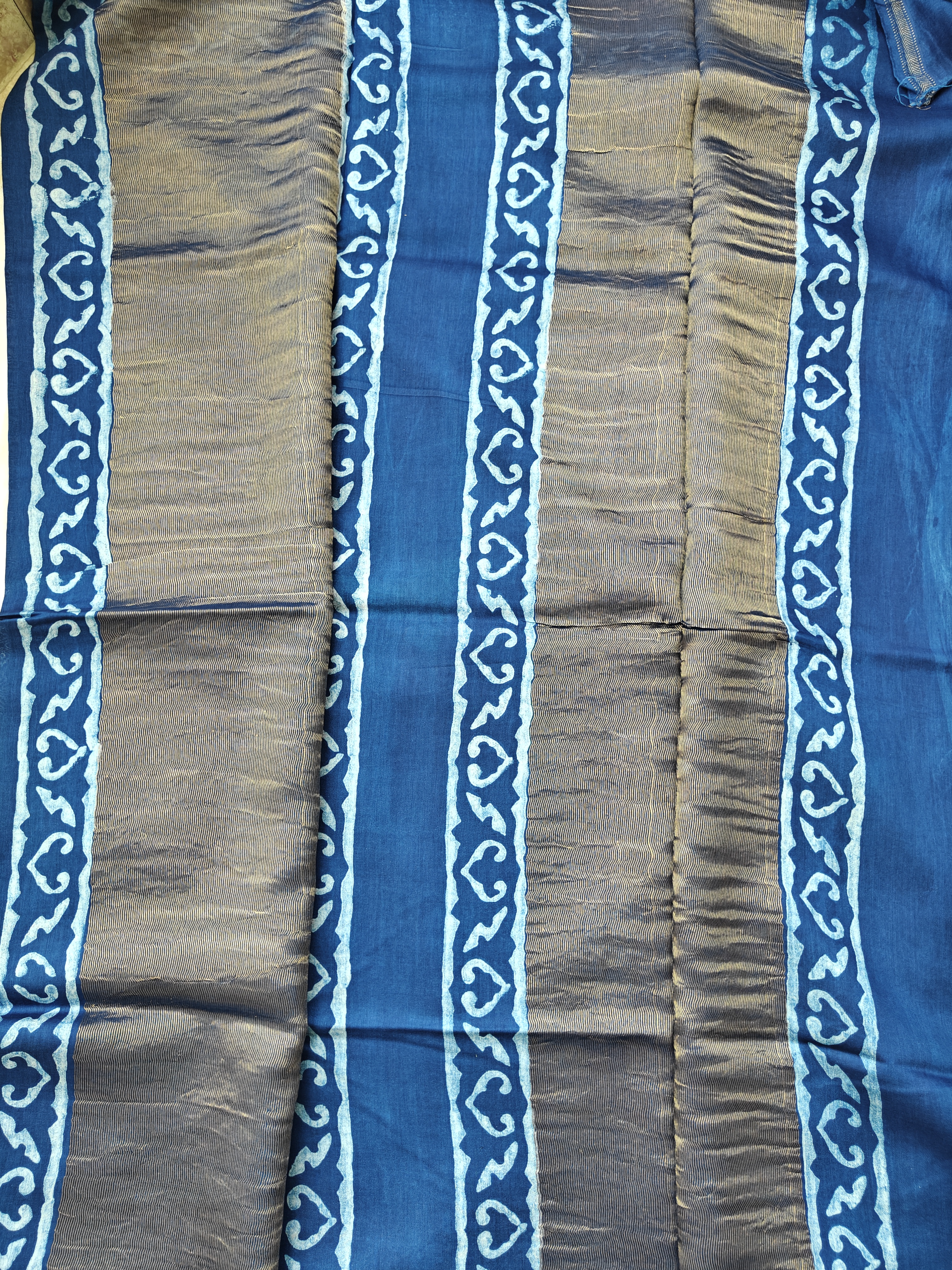 Maheshwari Silk Cotton Indigo Saree THIND-0004