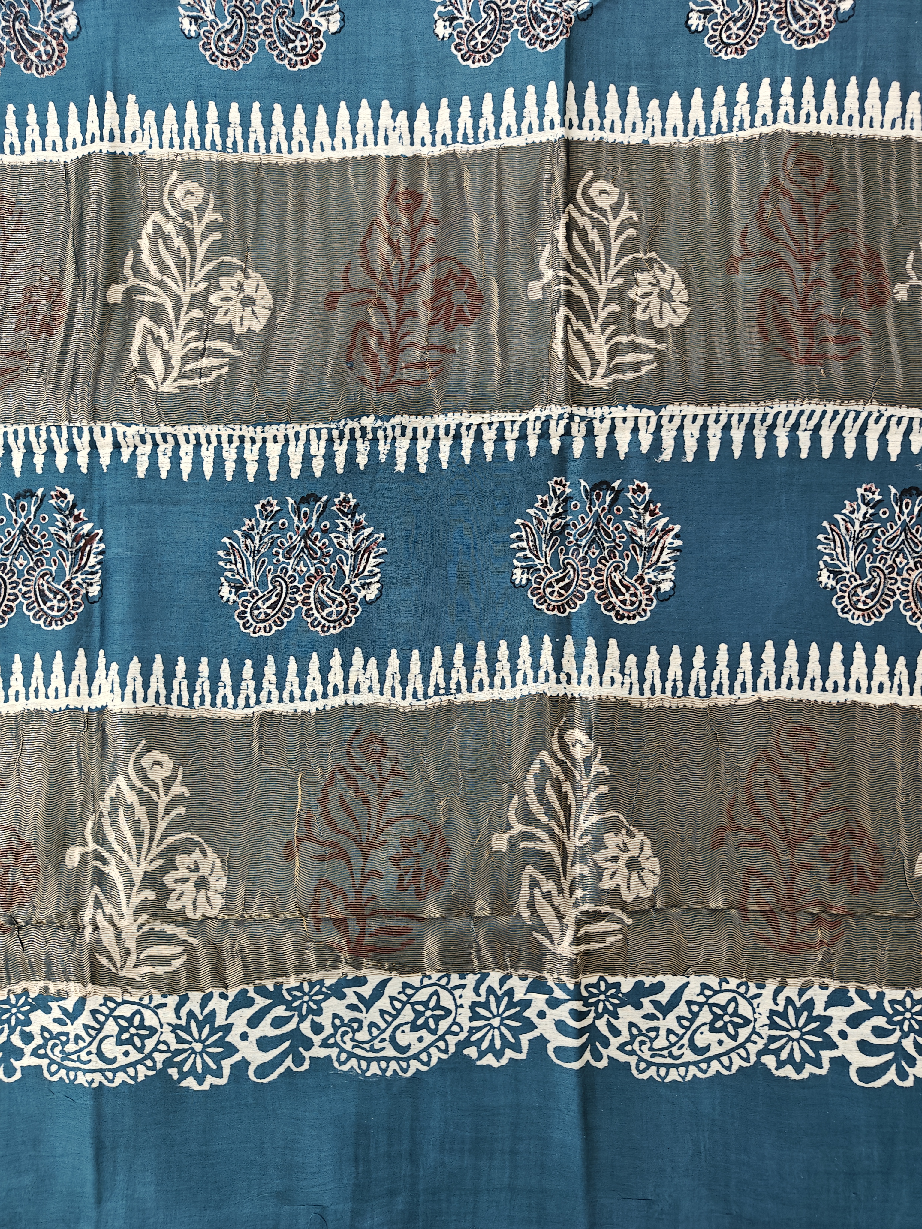 Maheshwari Silk Cotton Ajrakh Saree THAJR-0005