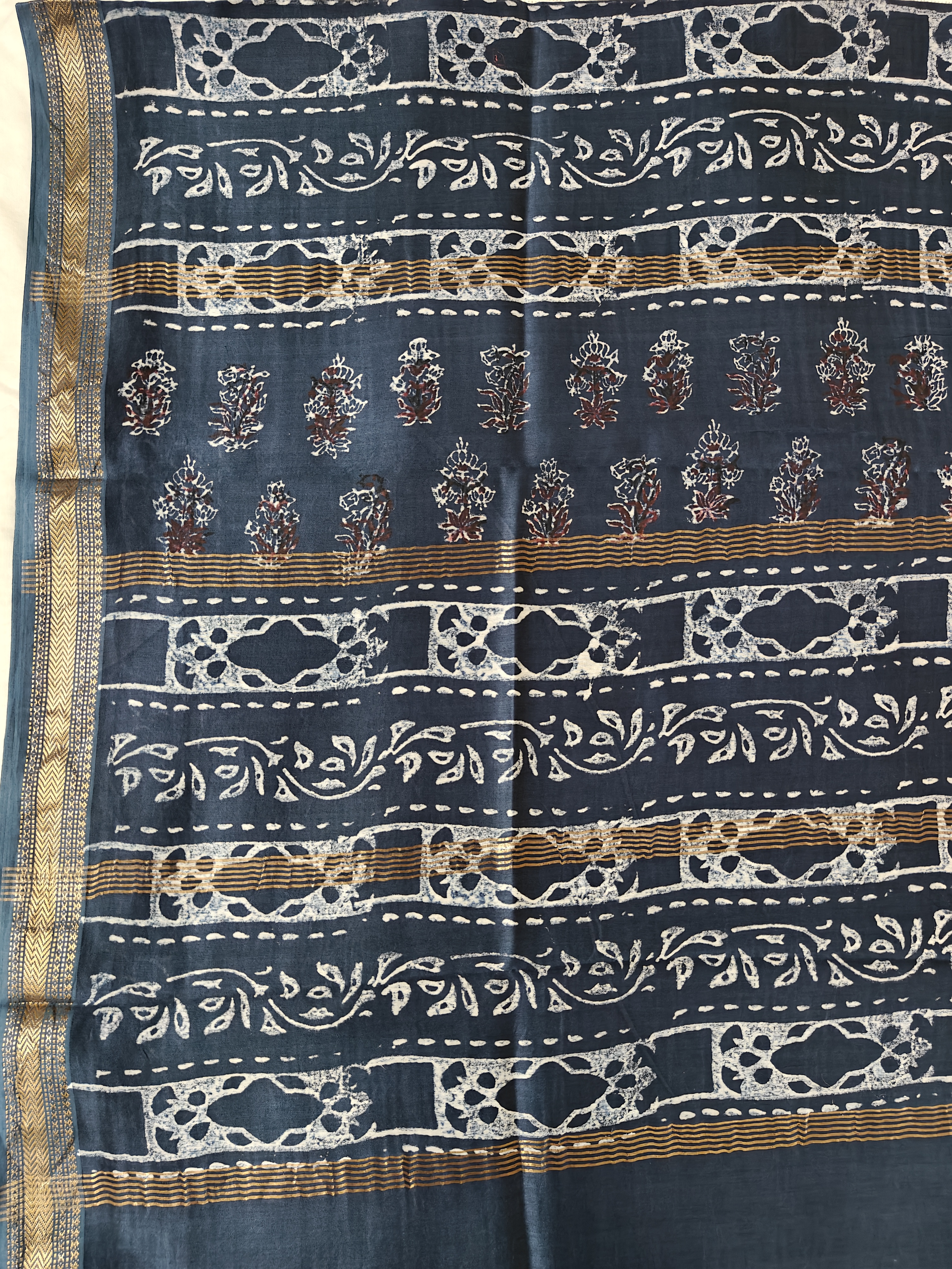 Maheshwari Silk Cotton Ajrakh Saree THAJR-0001