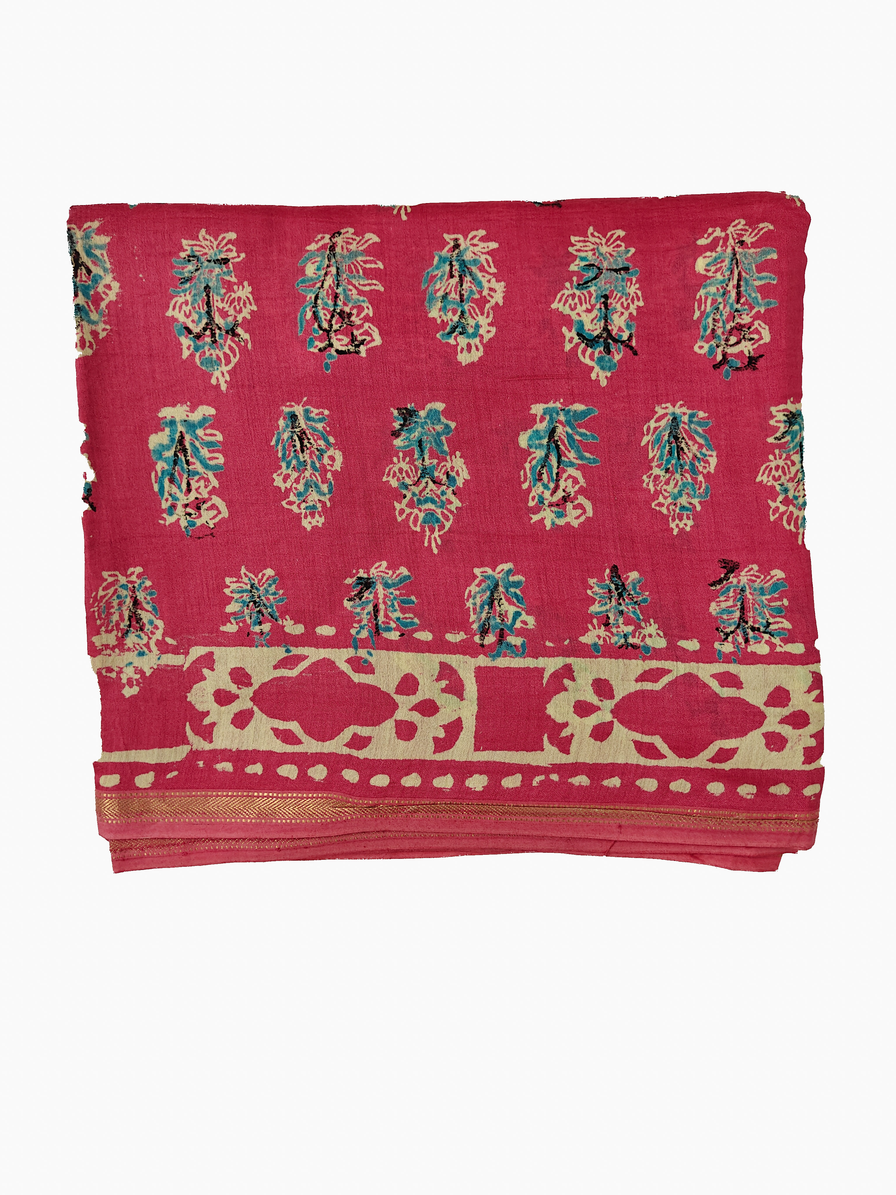 Maheshwari Silk Cotton Ajrakh Saree THAJR-0003