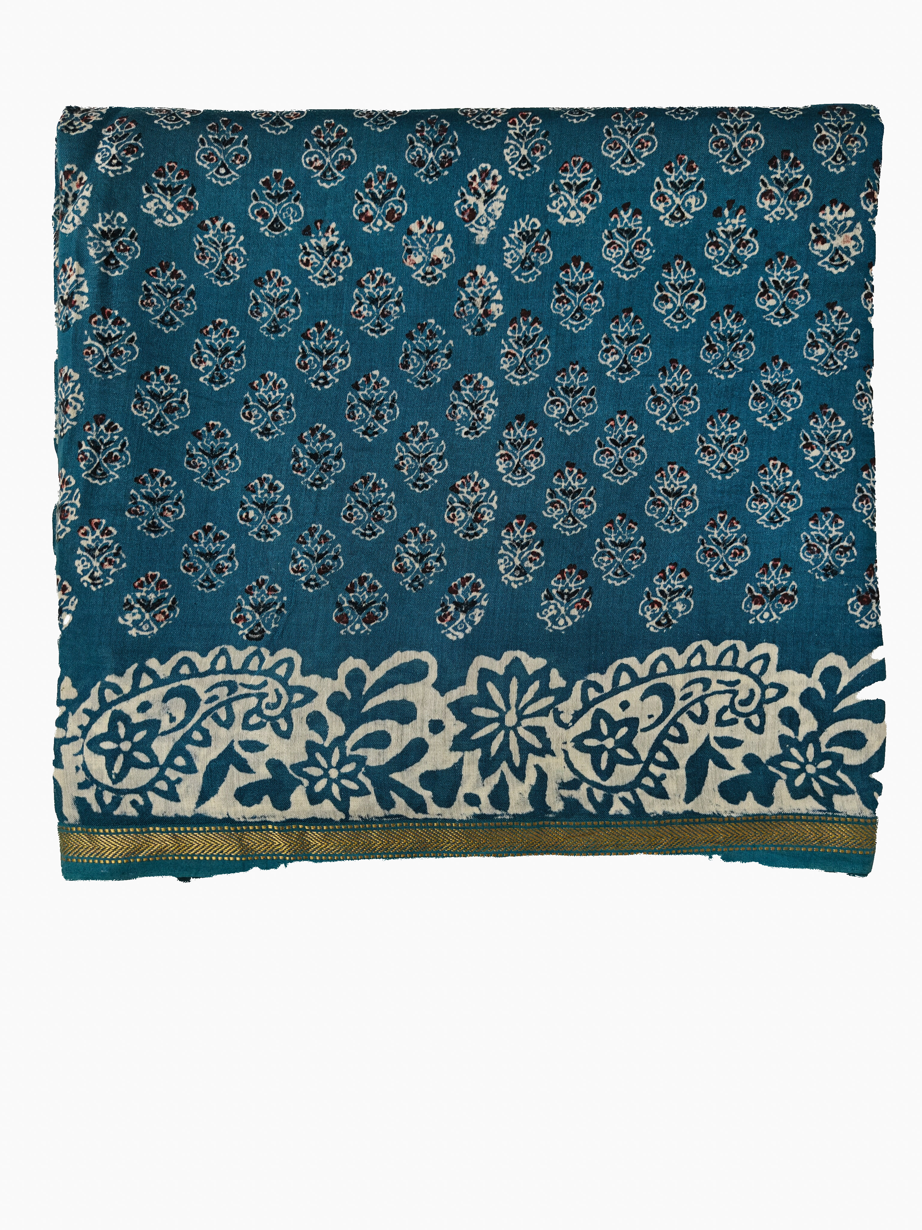 Maheshwari Silk Cotton Ajrakh Saree THAJR-0005