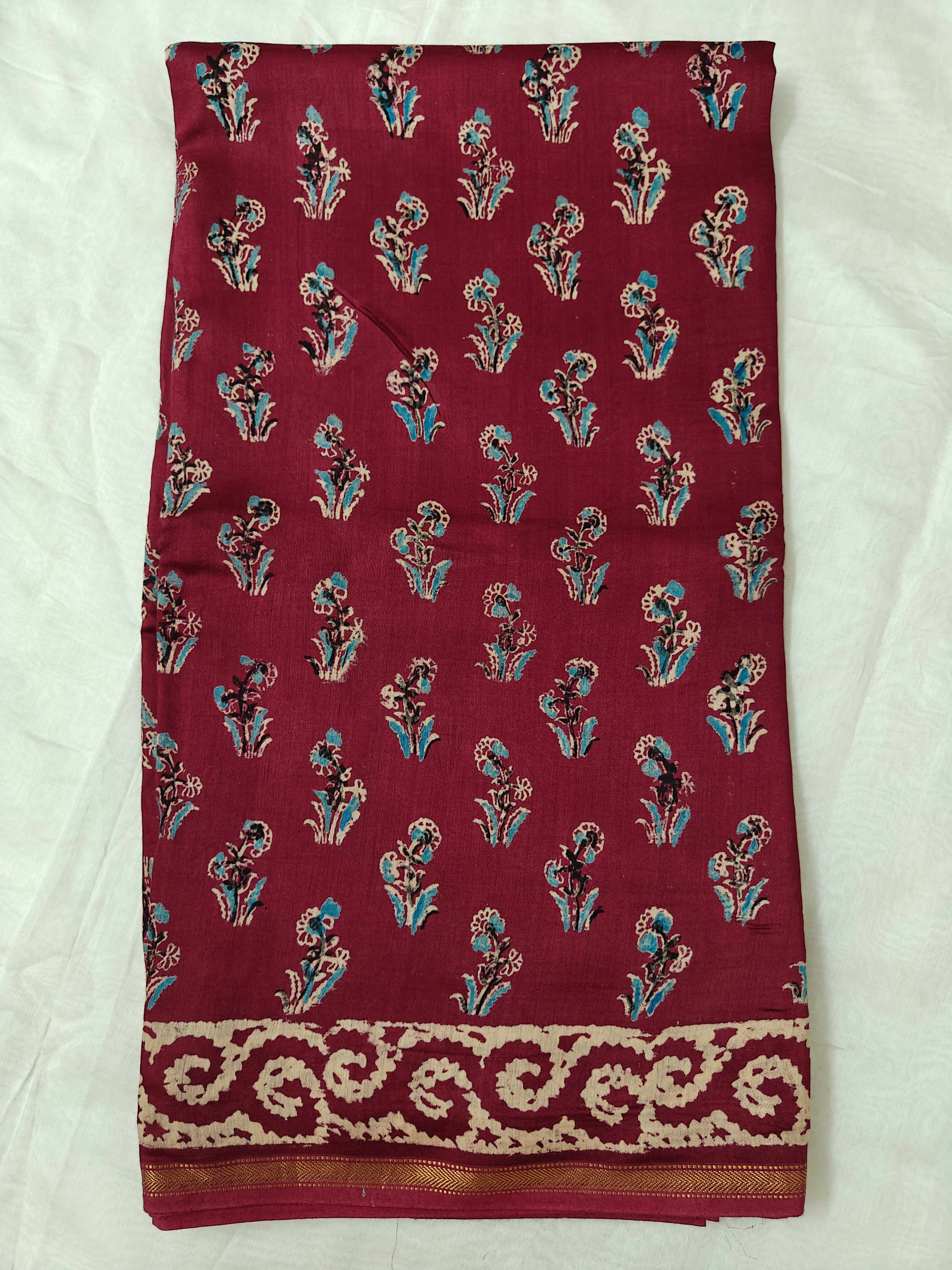 Maheshwari Silk Cotton Ajrakh Saree THAJR-0002