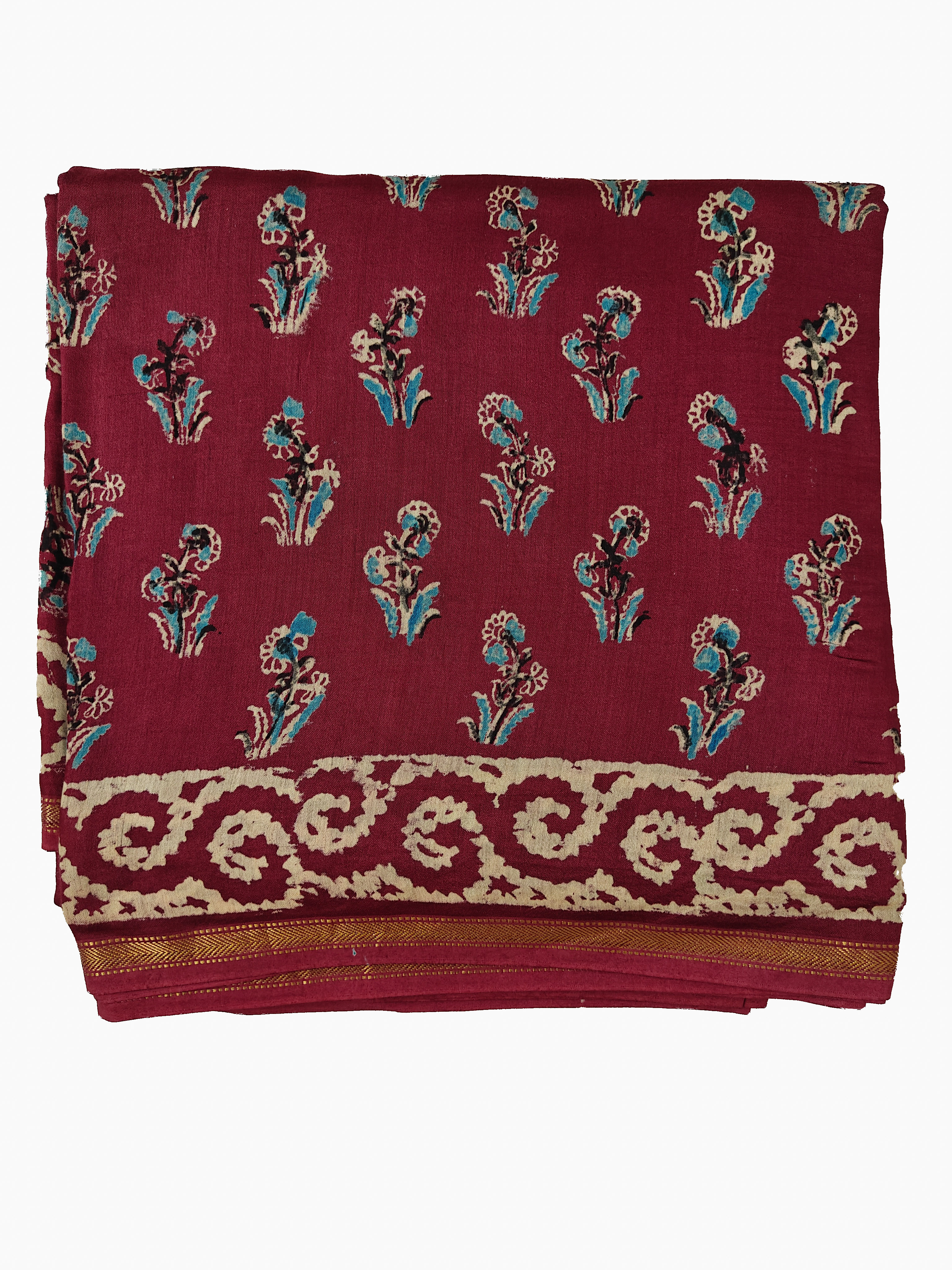 Maheshwari Silk Cotton Ajrakh Saree THAJR-0002