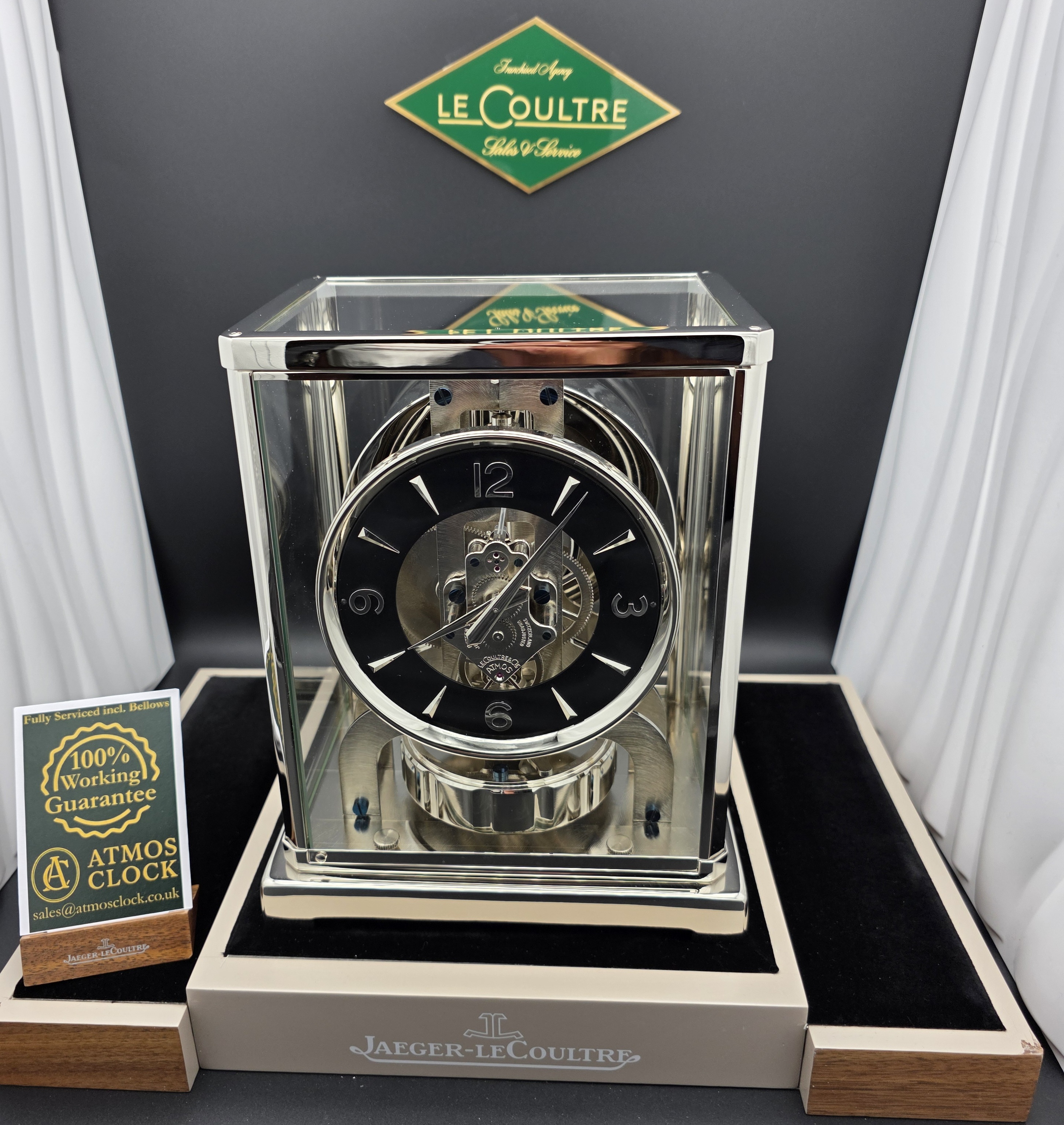 1958 "Baby" Atmos Clock V 526-5 (5845 Silver) sn-94072
