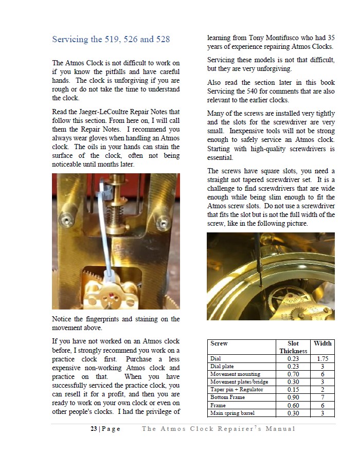 The Atmos Clock Repairer's Bench Manual - Substantially Revised 2024 Edition
