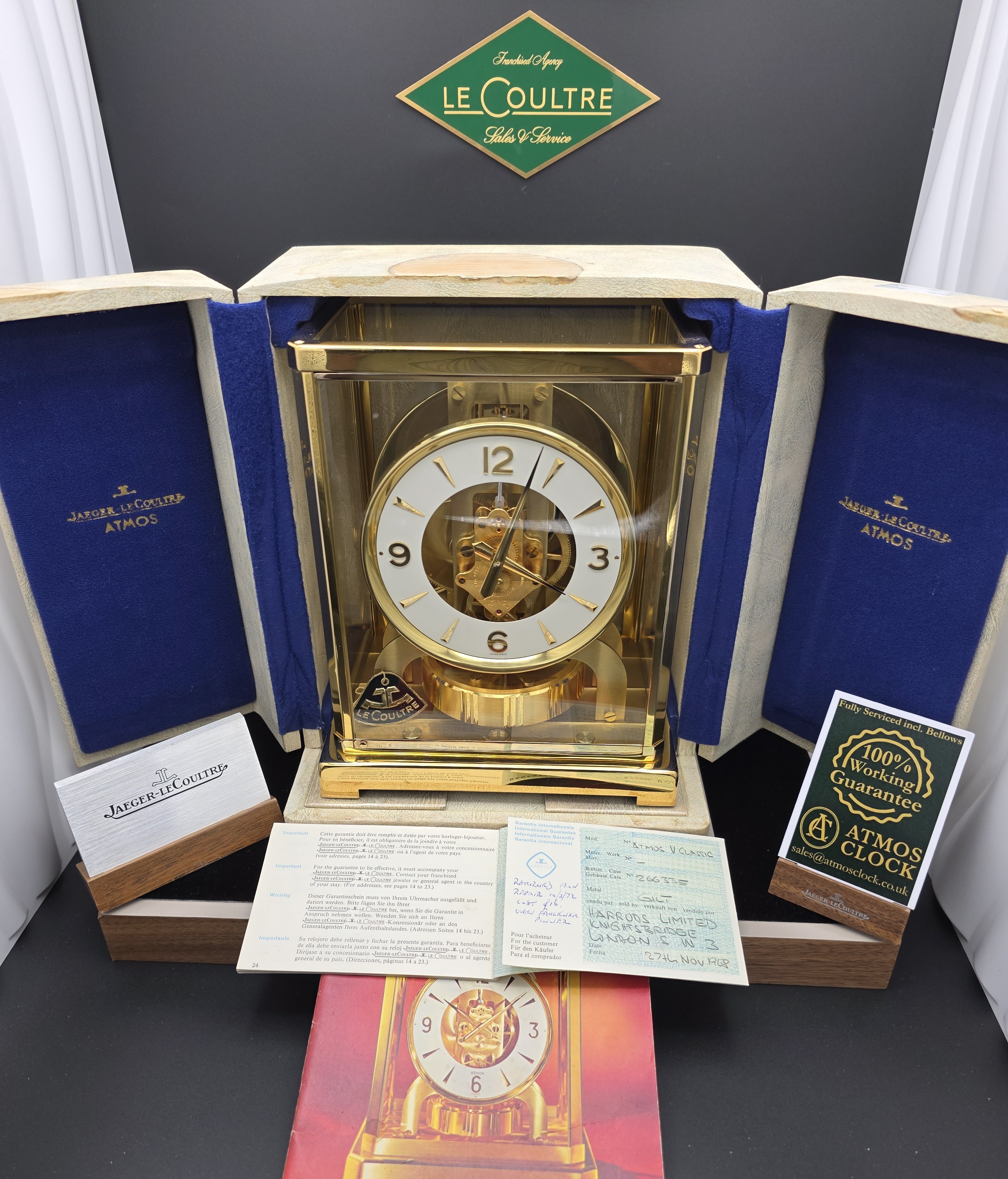 1968 "Baby" Atmos V 526-5 sn-266335 with Box and Papers - the "Harrods" Clock