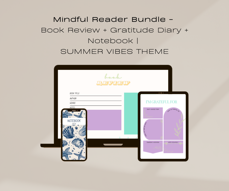 Mindful Reader Bundle | Book Journal + Notebook + Gratitude Pages