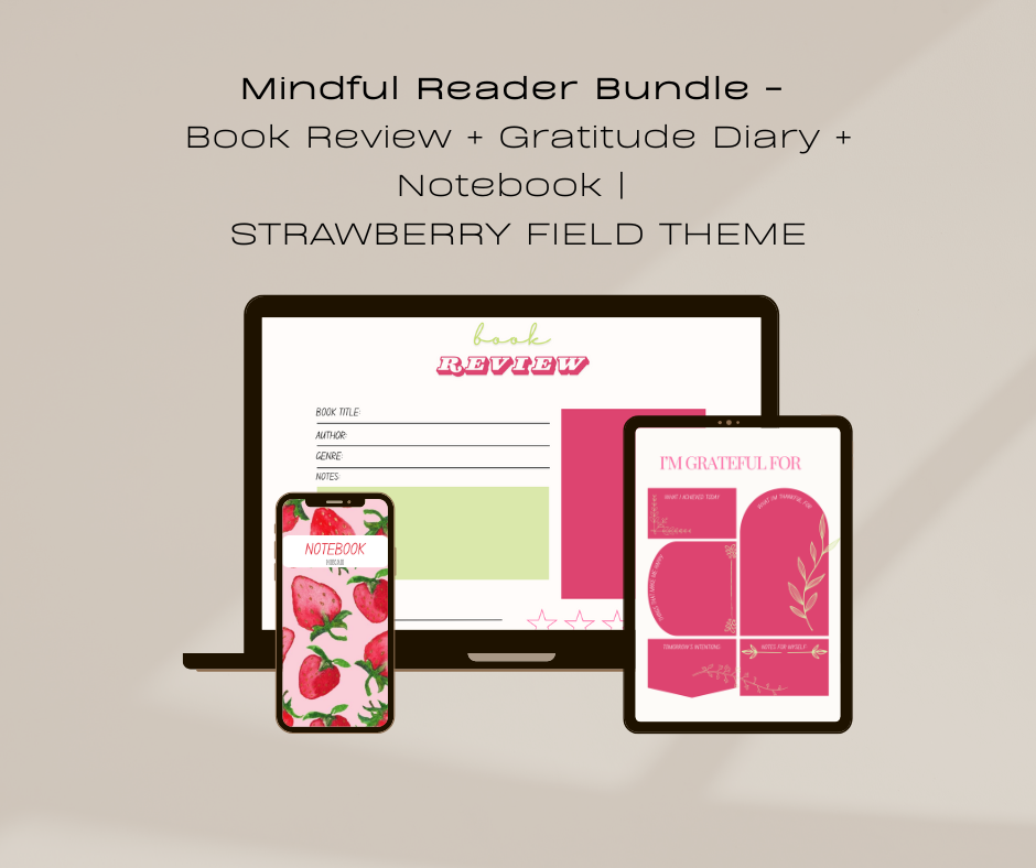 Mindful Reader Bundle | Book Journal + Notebook + Gratitude Pages