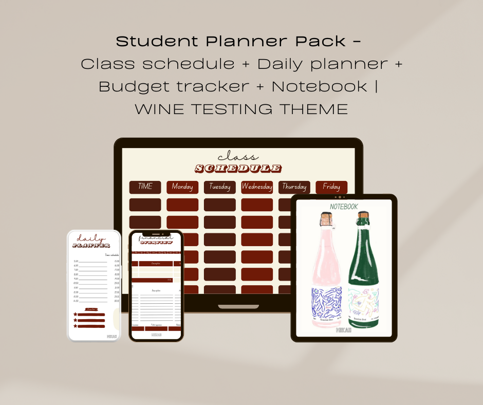 Student Planner Pack | Class Schedule + Daily Planner + Budget Tracker + Notebook