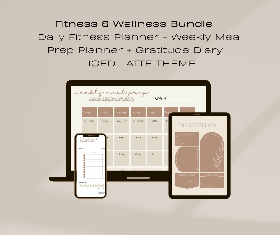 Fitness and Wellness Bundle | Workout Planner + Meal Plan + Gratitude Journal