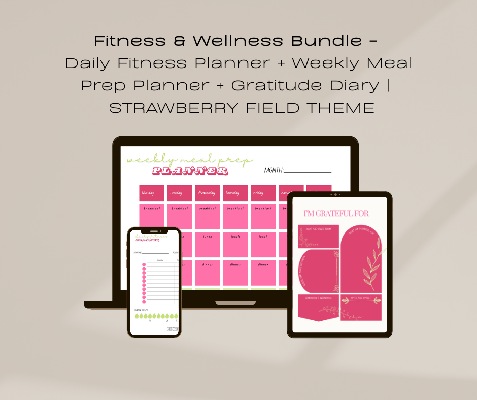 Fitness and Wellness Bundle | Workout Planner + Meal Plan + Gratitude Journal