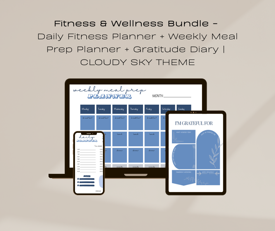 Fitness and Wellness Bundle | Workout Planner + Meal Plan + Gratitude Journal