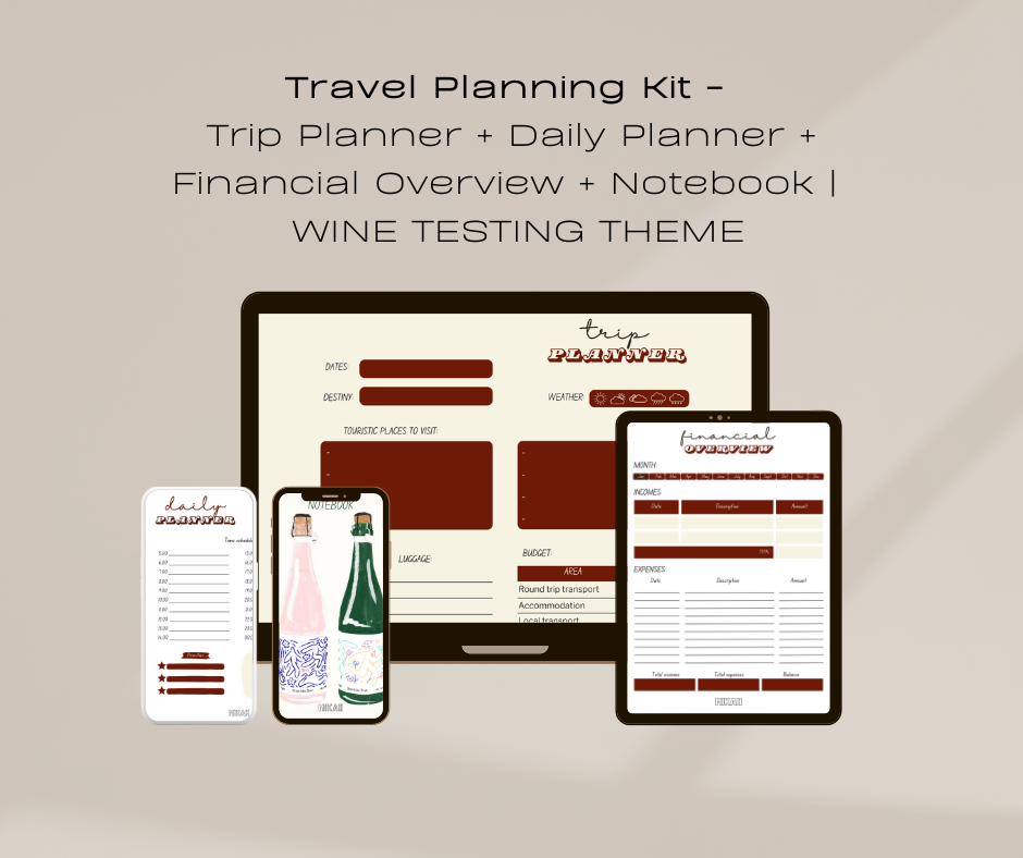 Travel Planning Kit | Trip organizer + Daily + Budget + Notes