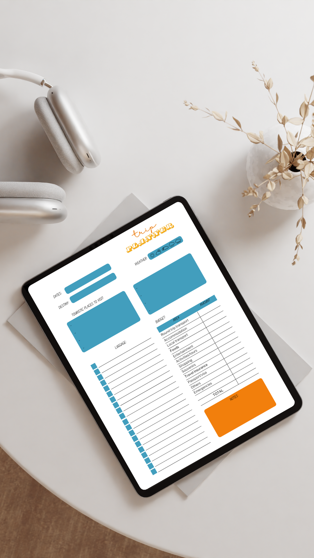 Travel Planning Kit | Trip organizer + Daily + Budget + Notes