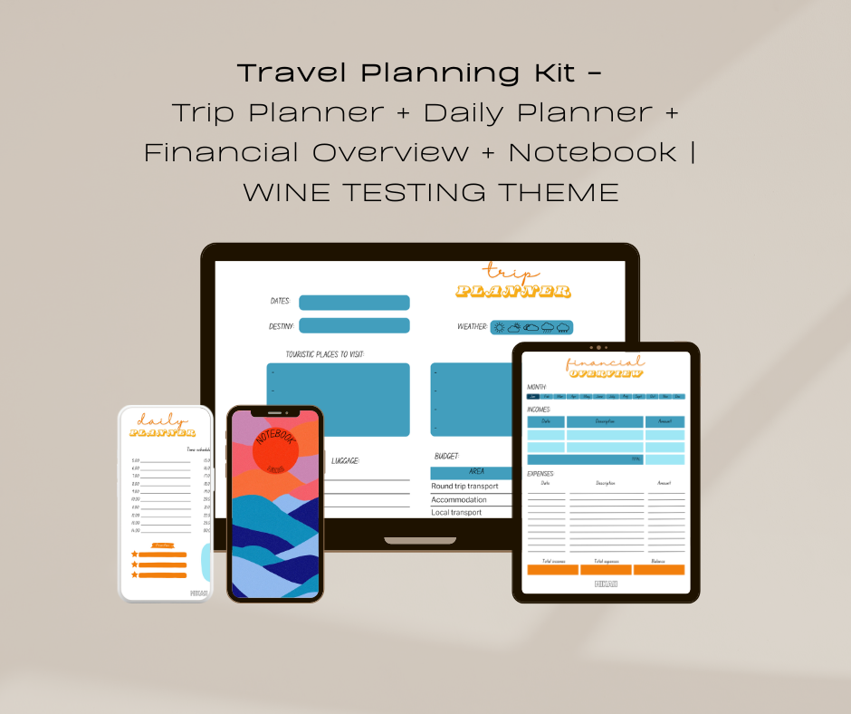 Travel Planning Kit | Trip organizer + Daily + Budget + Notes