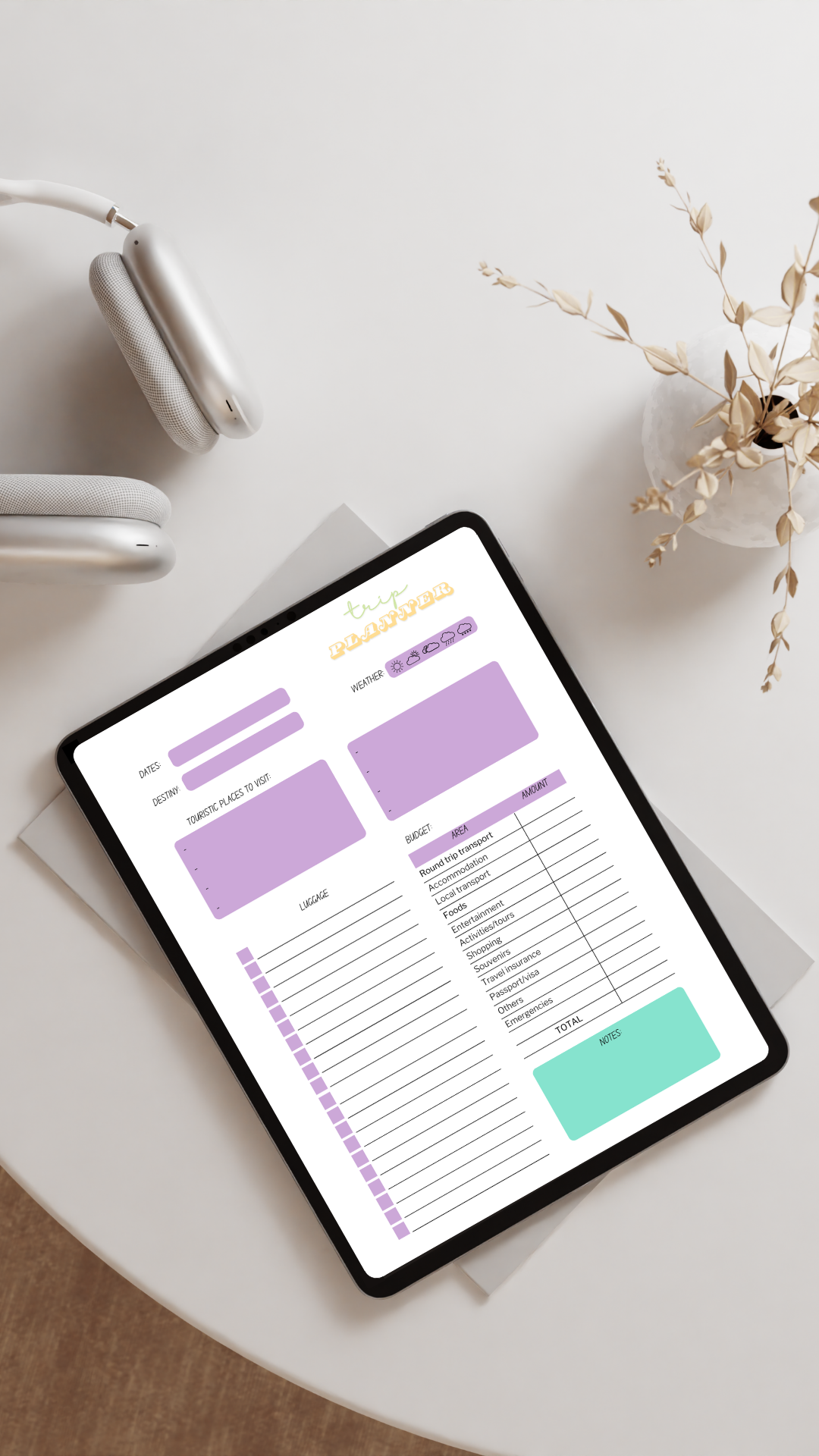 Travel Planning Kit | Trip organizer + Daily + Budget + Notes