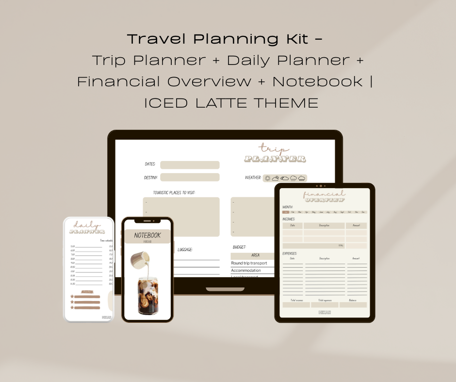 Travel Planning Kit | Trip organizer + Daily + Budget + Notes