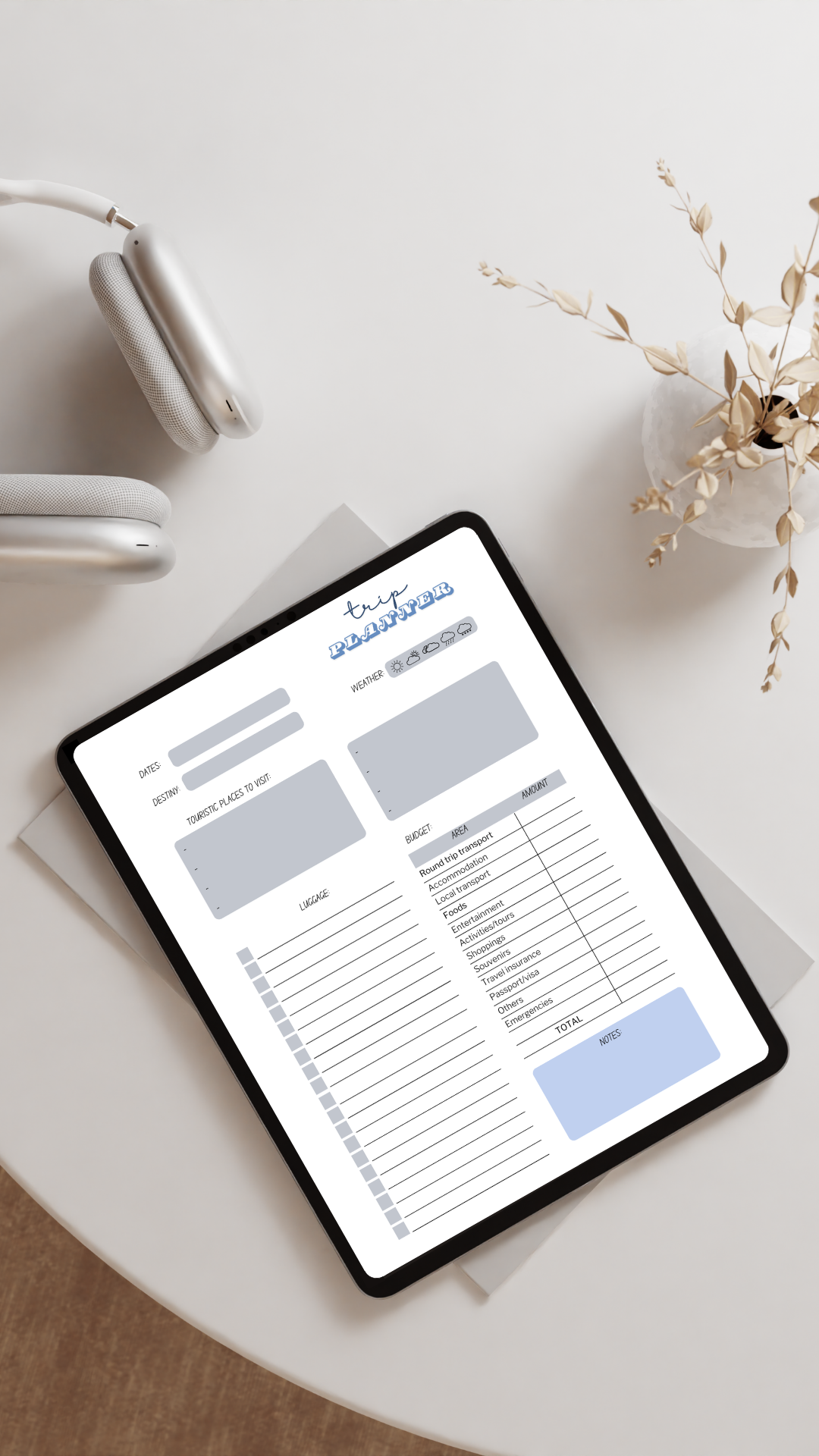 Travel Planning Kit | Trip organizer + Daily + Budget + Notes