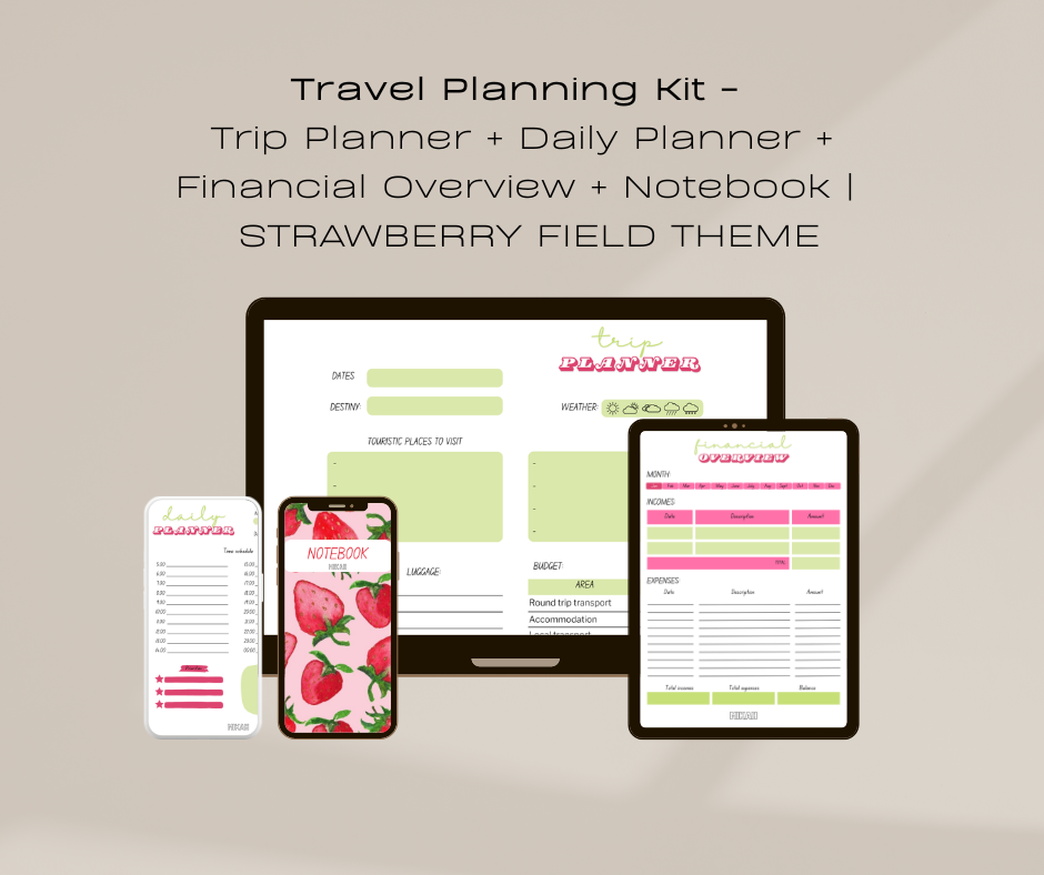Travel Planning Kit | Trip organizer + Daily + Budget + Notes