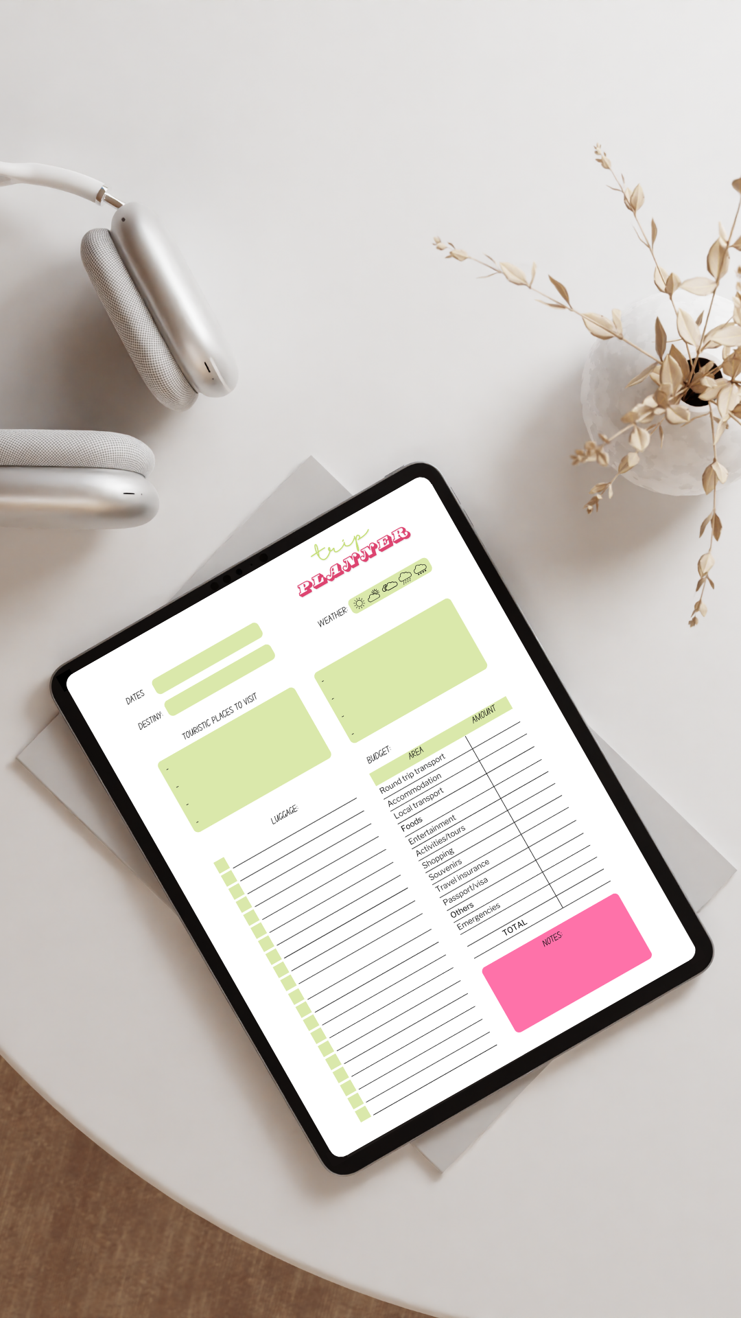 Travel Planning Kit | Trip organizer + Daily + Budget + Notes