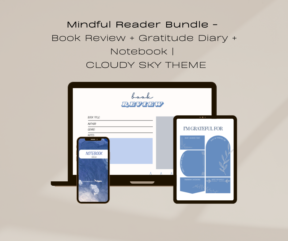 Mindful Reader Bundle | Book Journal + Notebook + Gratitude Pages