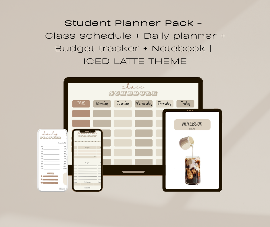 Student Planner Pack | Class Schedule + Daily Planner + Budget Tracker + Notebook