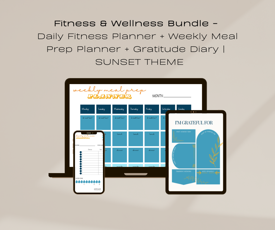 Fitness and Wellness Bundle | Workout Planner + Meal Plan + Gratitude Journal