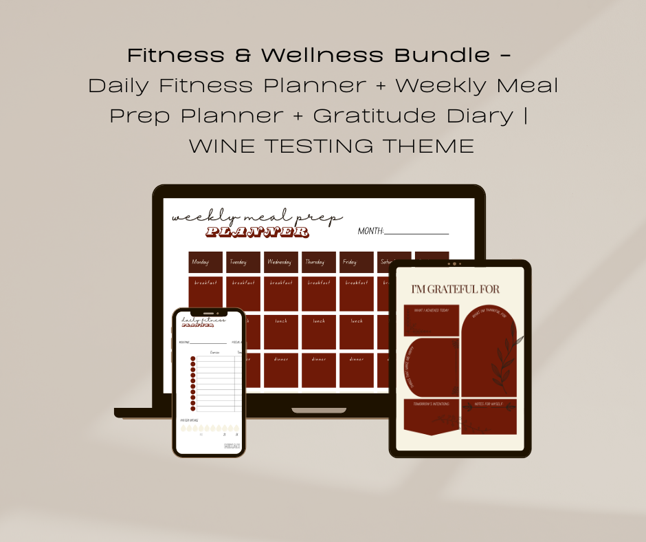 Fitness and Wellness Bundle | Workout Planner + Meal Plan + Gratitude Journal