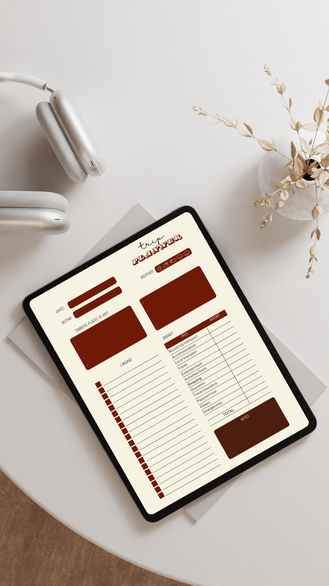 Travel Planning Kit | Trip organizer + Daily + Budget + Notes