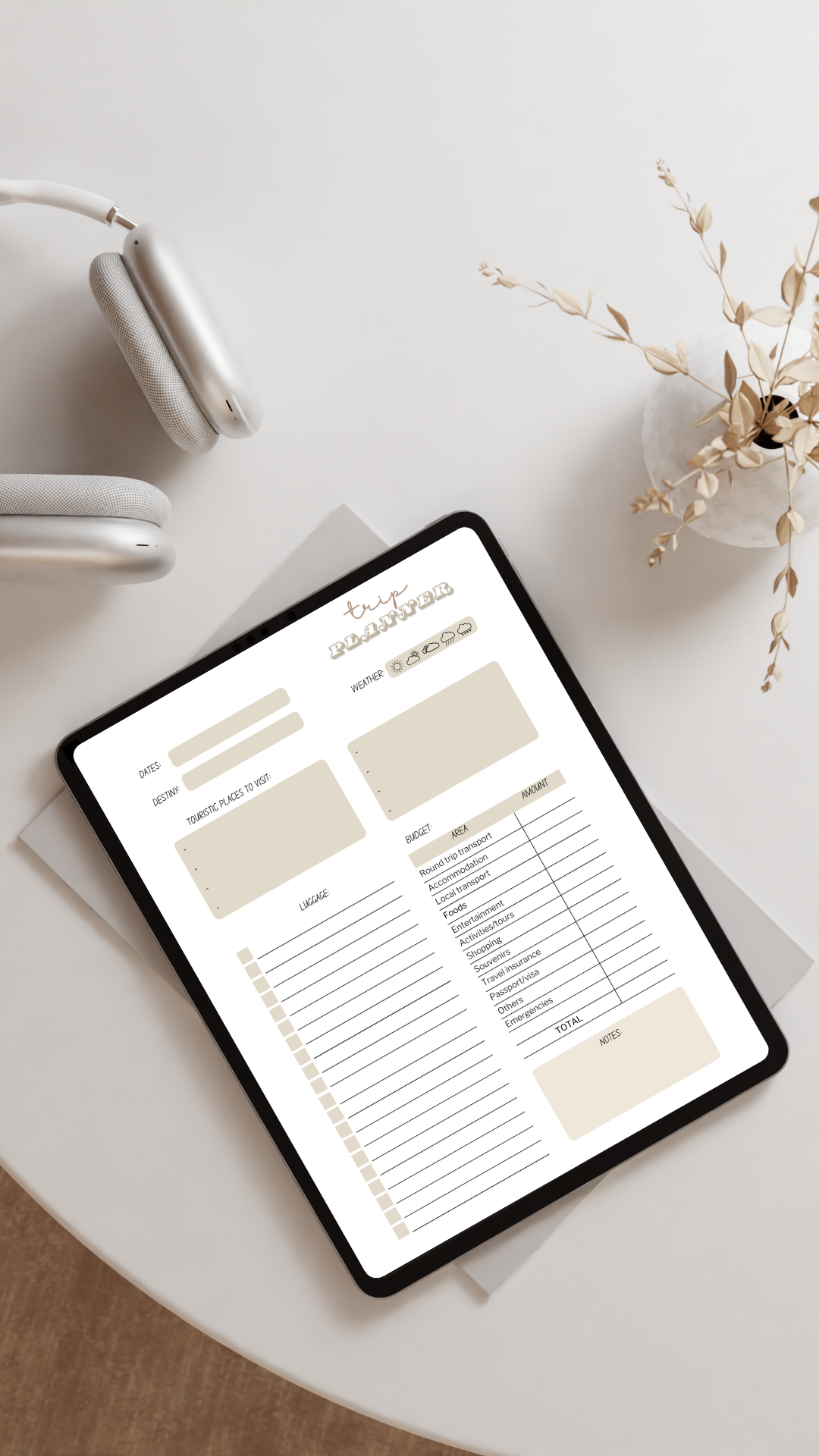 Travel Planning Kit | Trip organizer + Daily + Budget + Notes