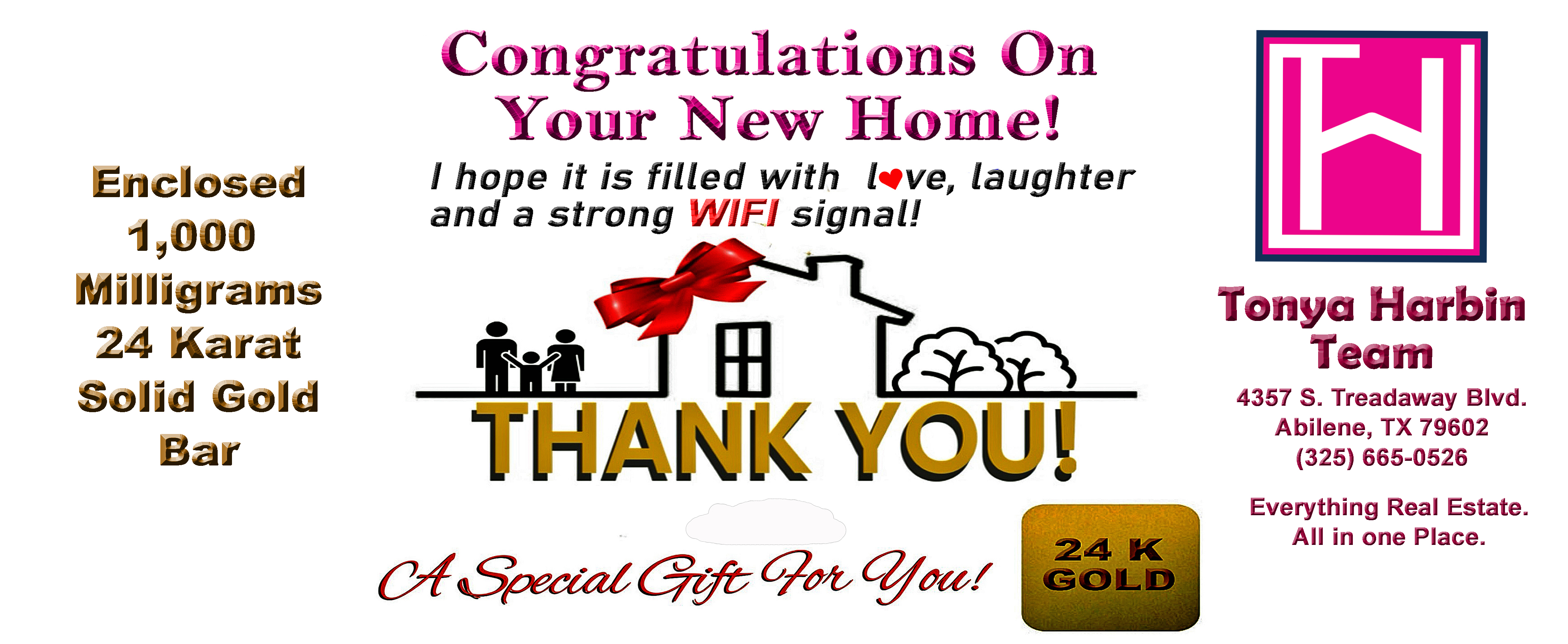 1000 Mg 24 Karat Solid Gold Bar Realtor Appeciation Gift
