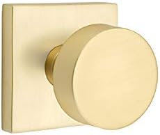 EMTEK Juego de privacidad de roseta cuadrada con perilla redonda de acabado a juego, elección de 7 acabados, 5210ROUUS4, latón satinado (US4)