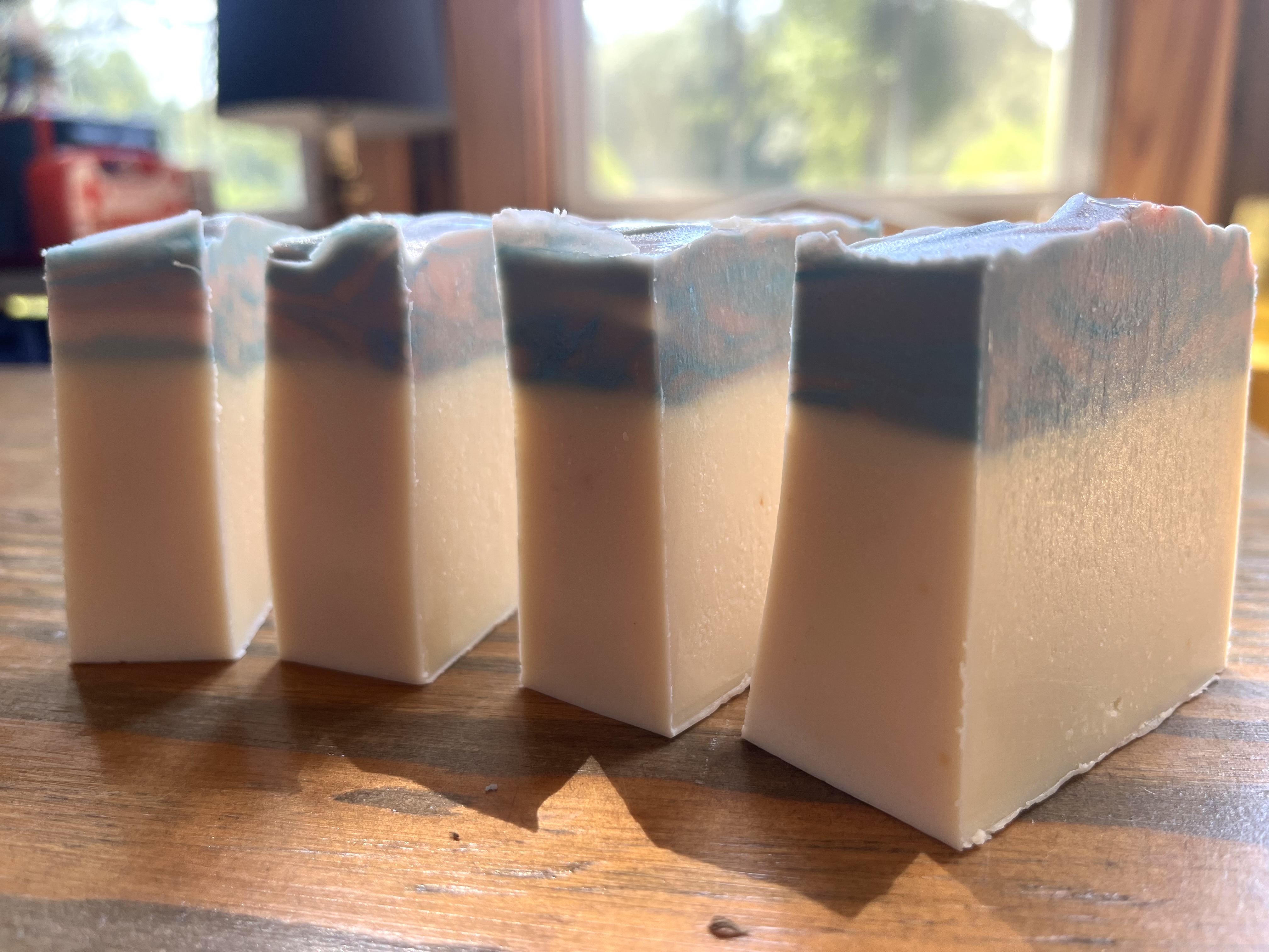Blue, Pink & Cream Fresh Snow Goat Milk Soap