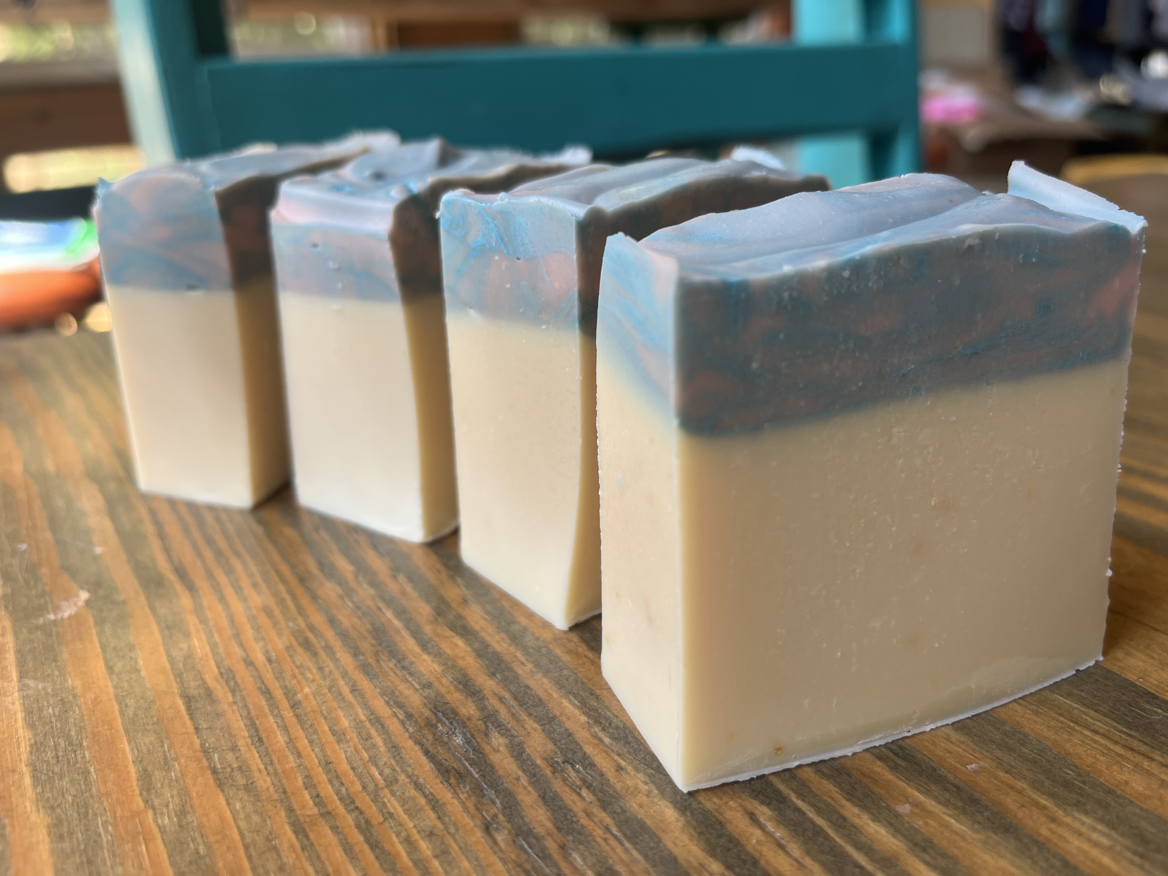 Blue, Pink & Cream Fresh Snow Goat Milk Soap