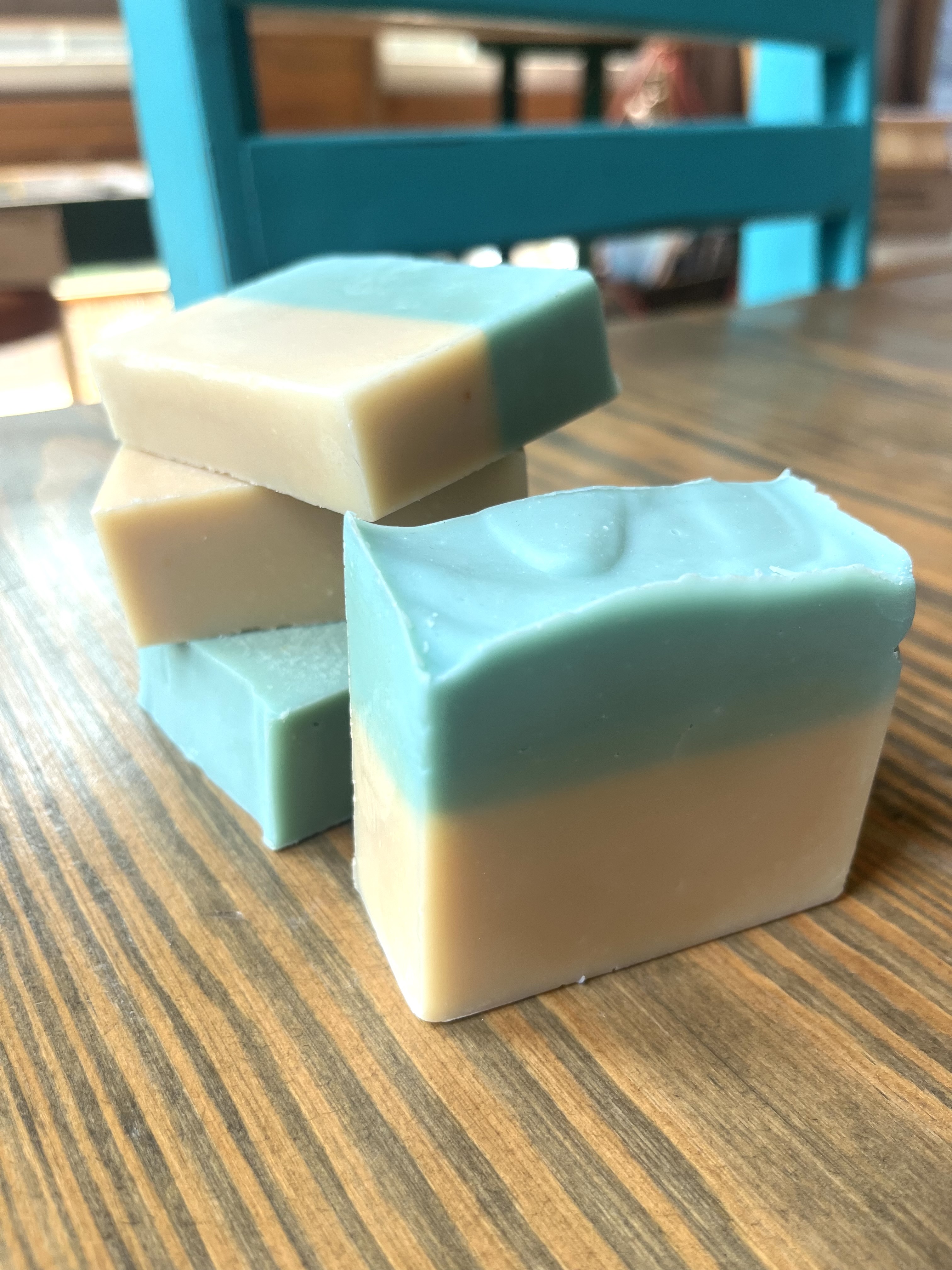 Blue & Cream Scent Free Goat Milk Soap