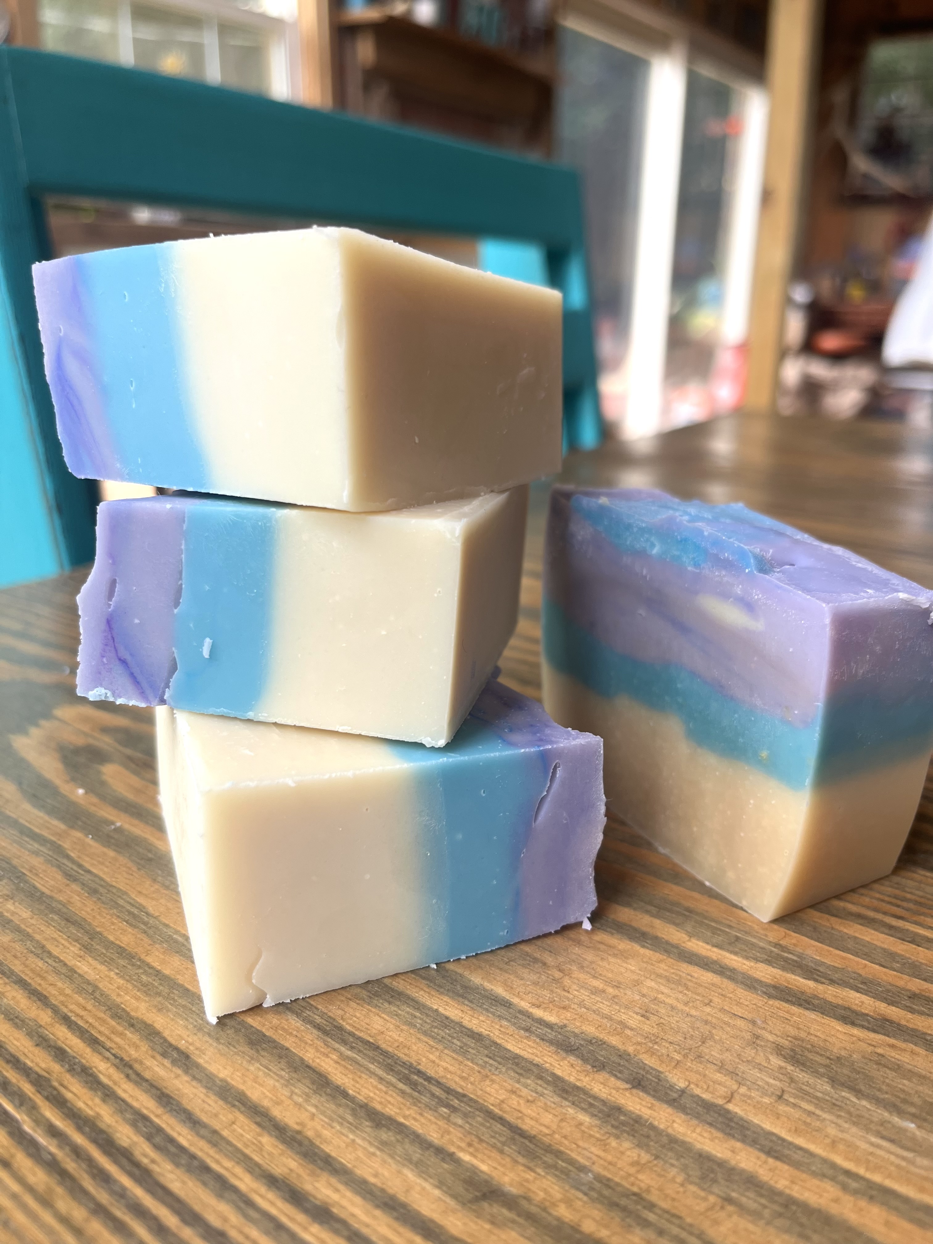 Tri-Colored Lavender Goat Milk Soap