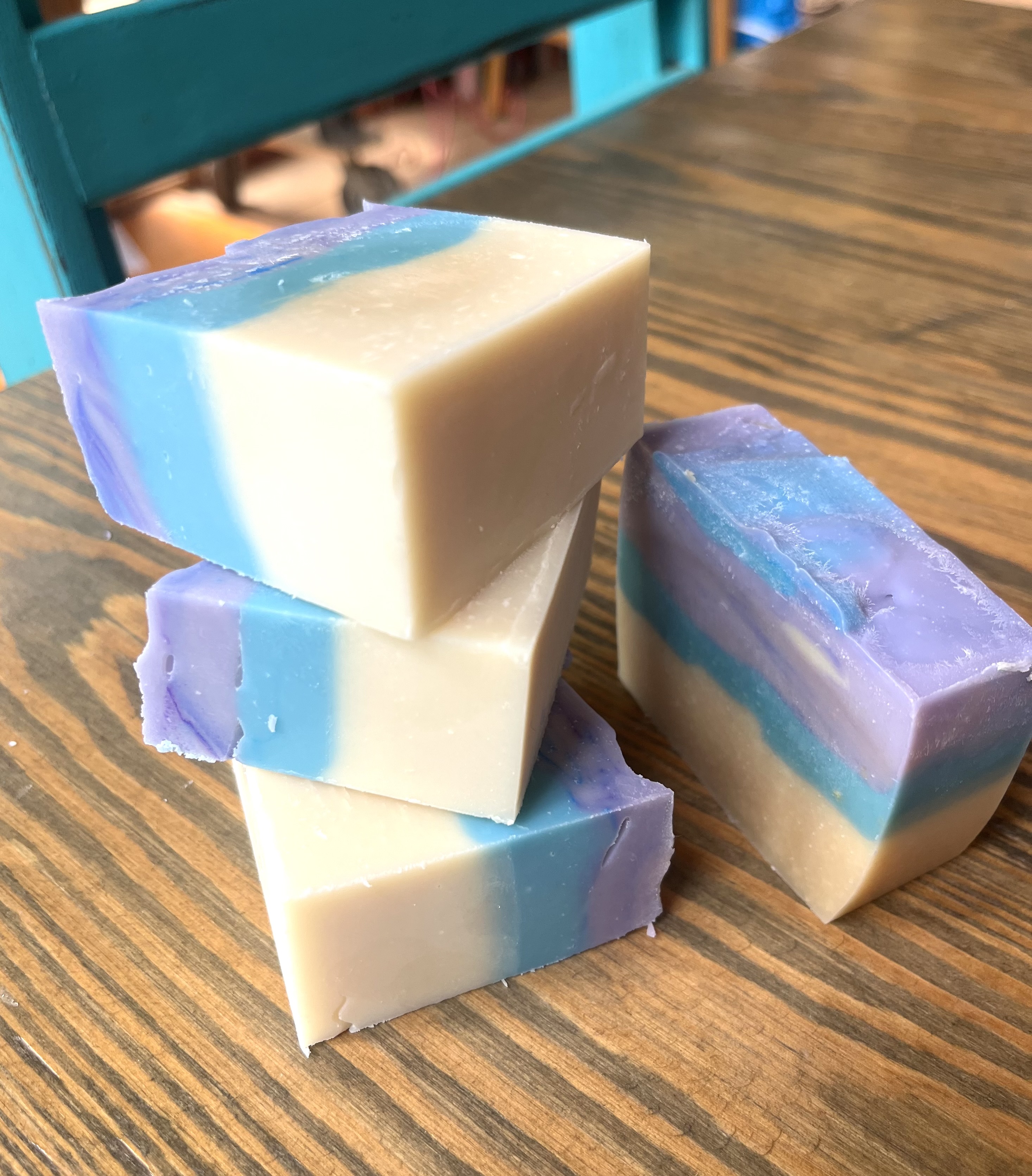 Tri-Colored Lavender Goat Milk Soap