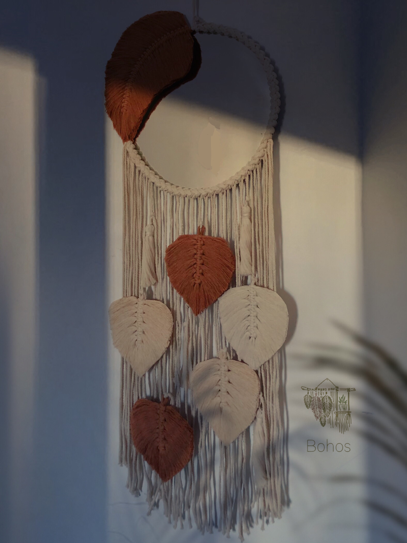 Macrame Mirror Leaf Design