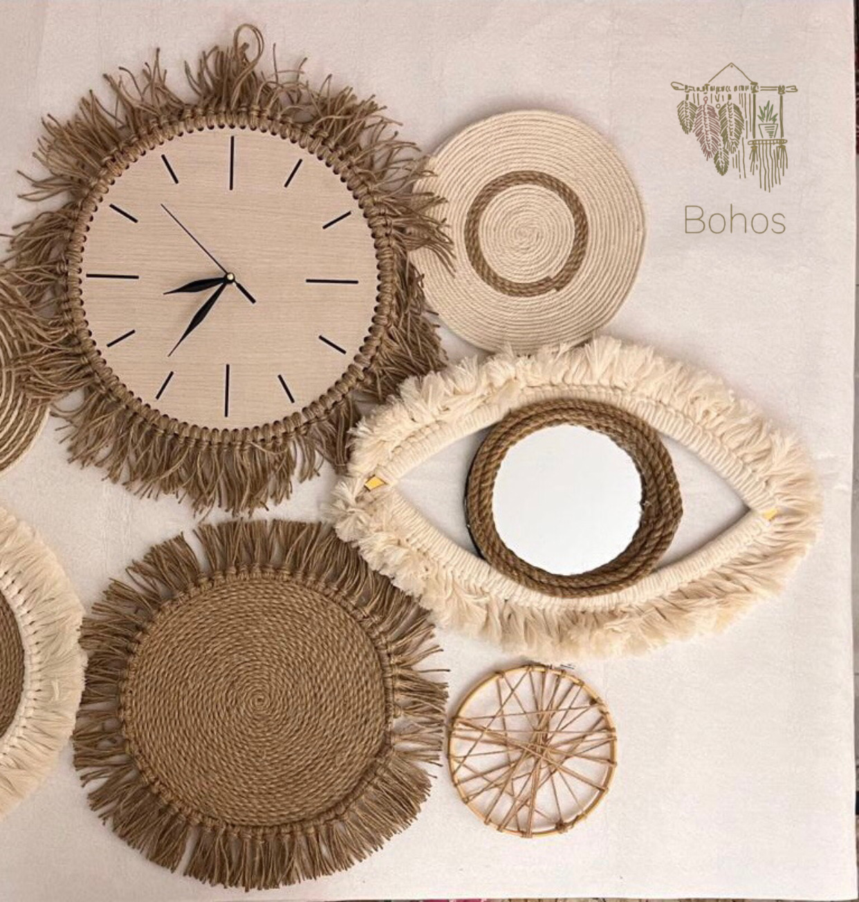 Boho Wall Set With Wall Clock 