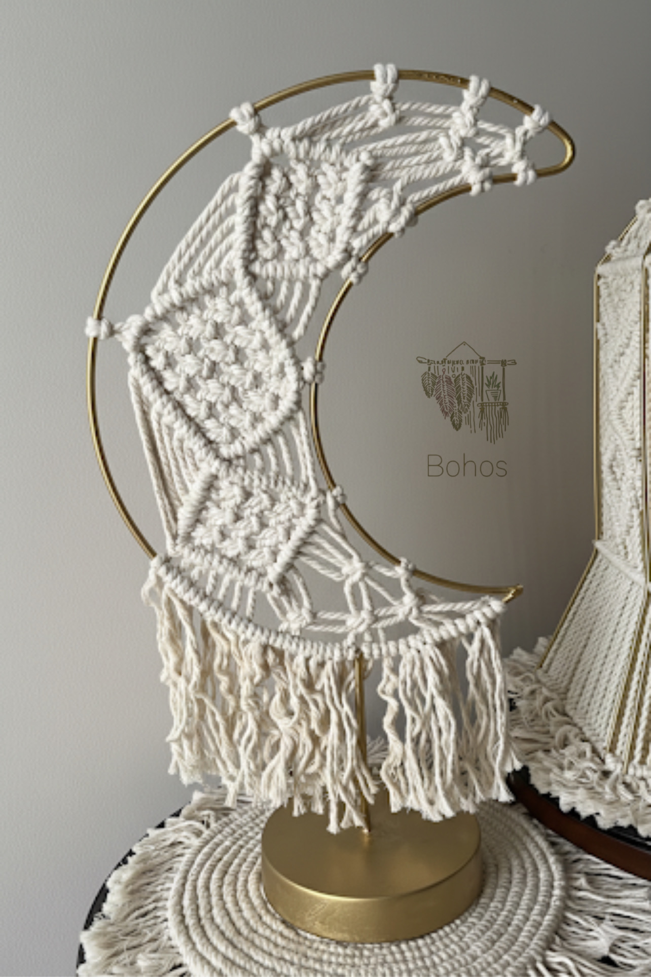 Macrame Crescent Moon Decor